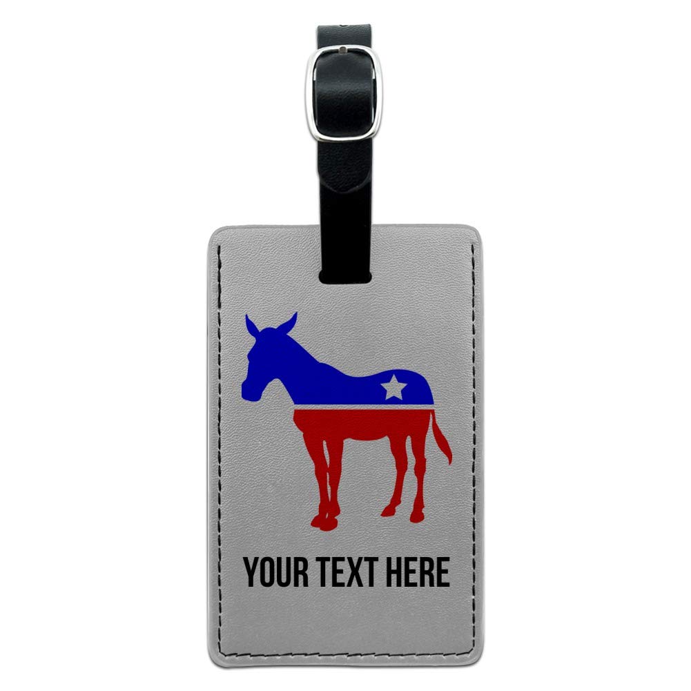 Custom 1 Line Democrat Donkey American Rectangle Leather Luggage Tag - Personalized ID Card Holder for Travel Bags, Suitcases & Backpacks - Perfect for Political Supporters & Frequent Travelers