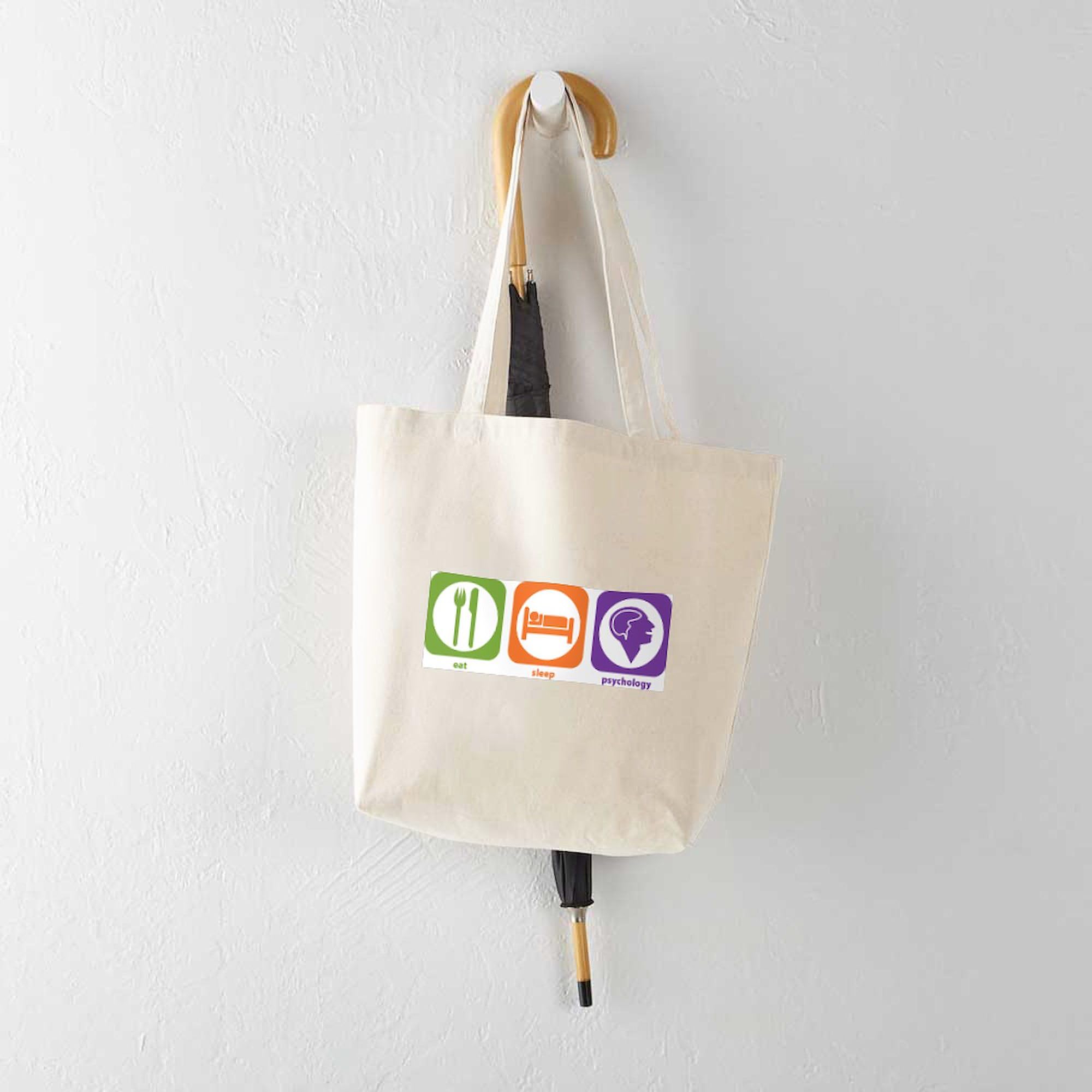 Eat Sleep Psychology Tote Bag - Natural Canvas Reusable Shopping Bag for Students, Therapists & Psychology Lovers - Perfect for School, Work & Grocery Shopping