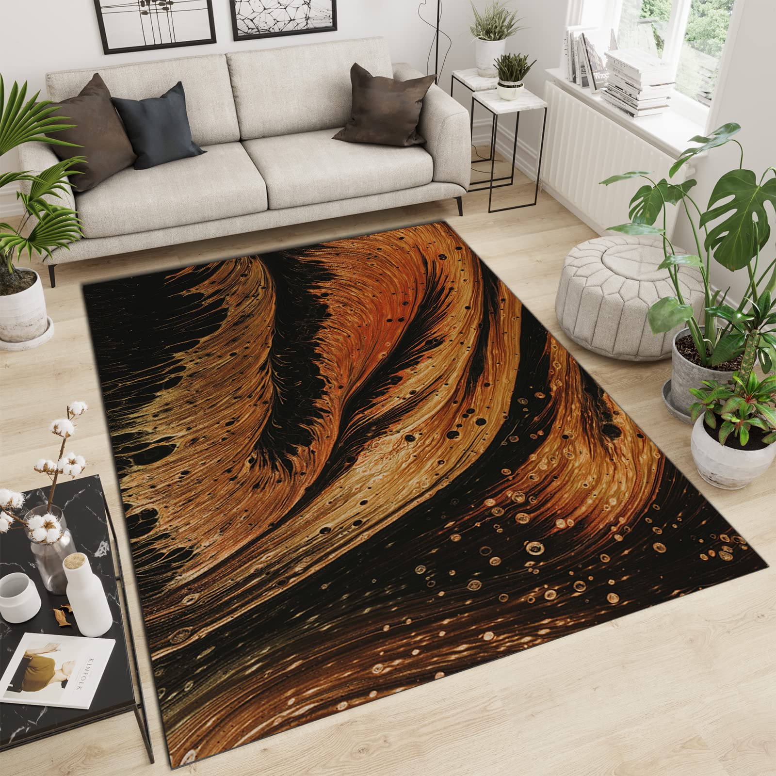 Vintage Retro Style Area Rugs 5x7ft - Classic Non-Slip Waterproof Quick-Drying Rug for Bedroom, Living Room, Study & Dining Room - Adds Mysterious Personality & Cozy Ambience to Your Home Decor