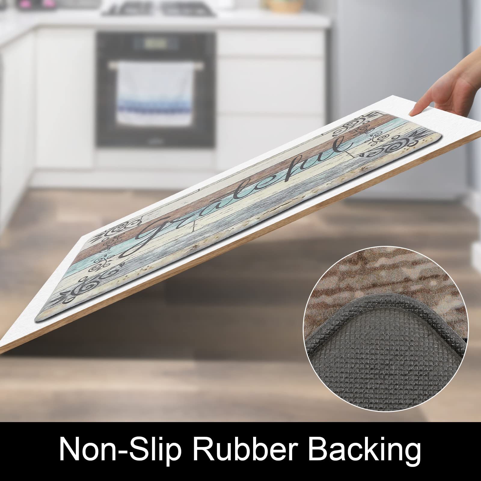 HEBE Anti-Fatigue Kitchen Mat Set of 2 - Non-Slip Cushioned Floor Mats for Standing, Waterproof & Comfortable - Ideal for Kitchen Sink, Office Desk, Laundry Room, and Standing Workstations