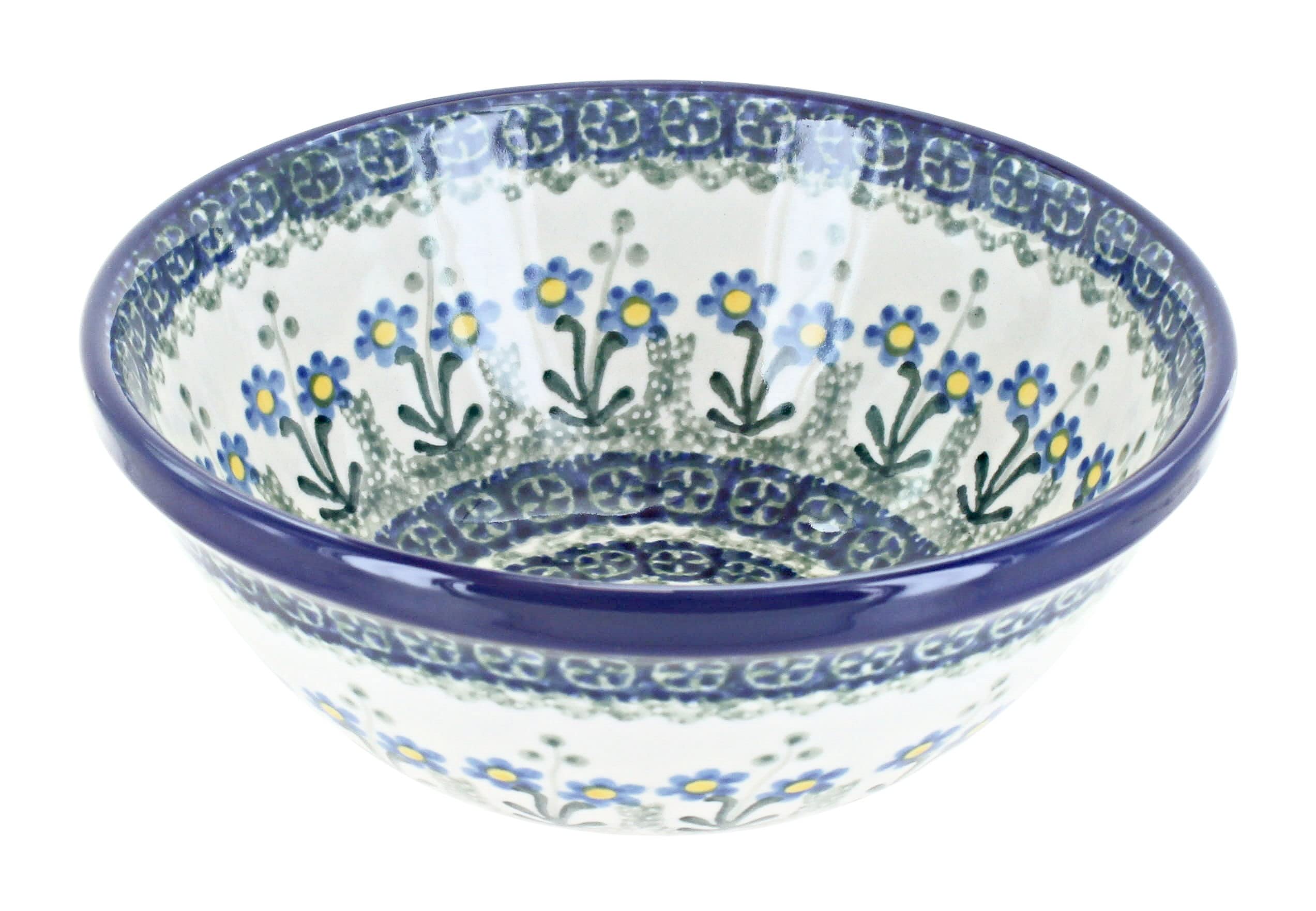 Handmade Blue Rose Polish Pottery Bowl - Ceramic Soup & Cereal Bowl for Breakfast, Dining & Decor - Vintage Floral Design for Home & Kitchen Use