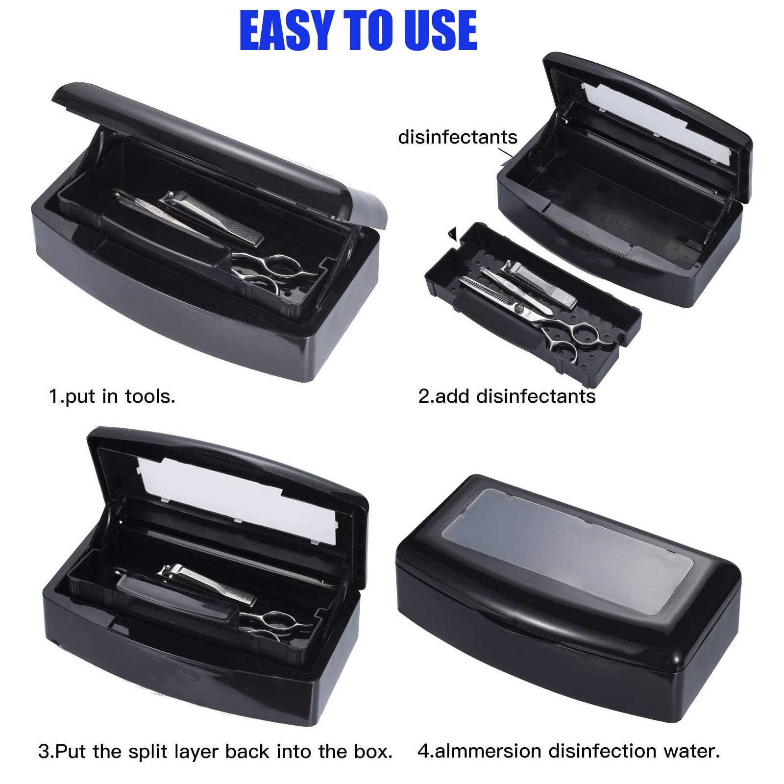 UV Sterilizer Box for Nail Tools - Plastic Cleaning & Sterilizing Tray Storage Organizer for Estheticians, Tweezers, Manicure, Barber, Nail Salon & Clipper Cleaner | Portable Sanitizing Case for Professional & Home Use