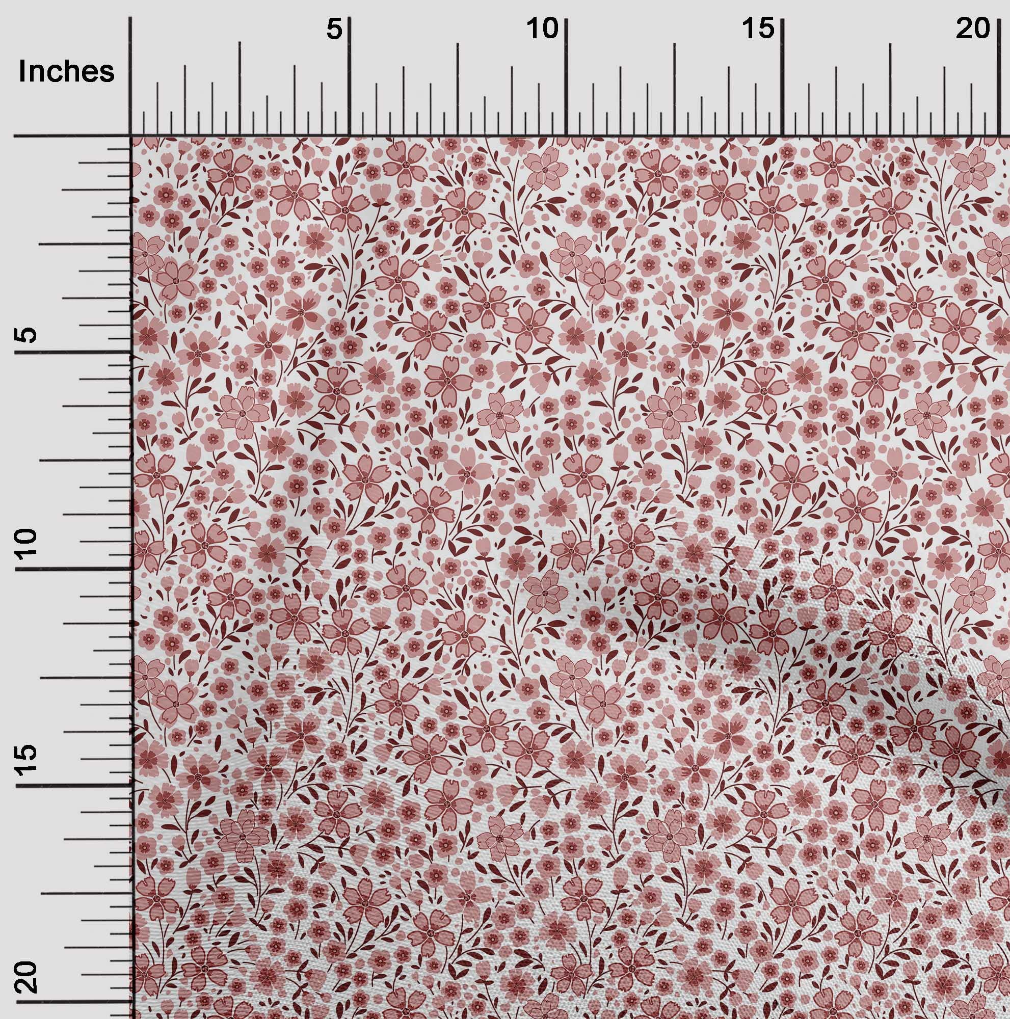 oneOone Polyester Spandex Floral Print Fabric - 56 Inch Wide Red Dress Material by The Yard (9622) | Perfect for DIY Dresses, Skirts & Home Decor Projects