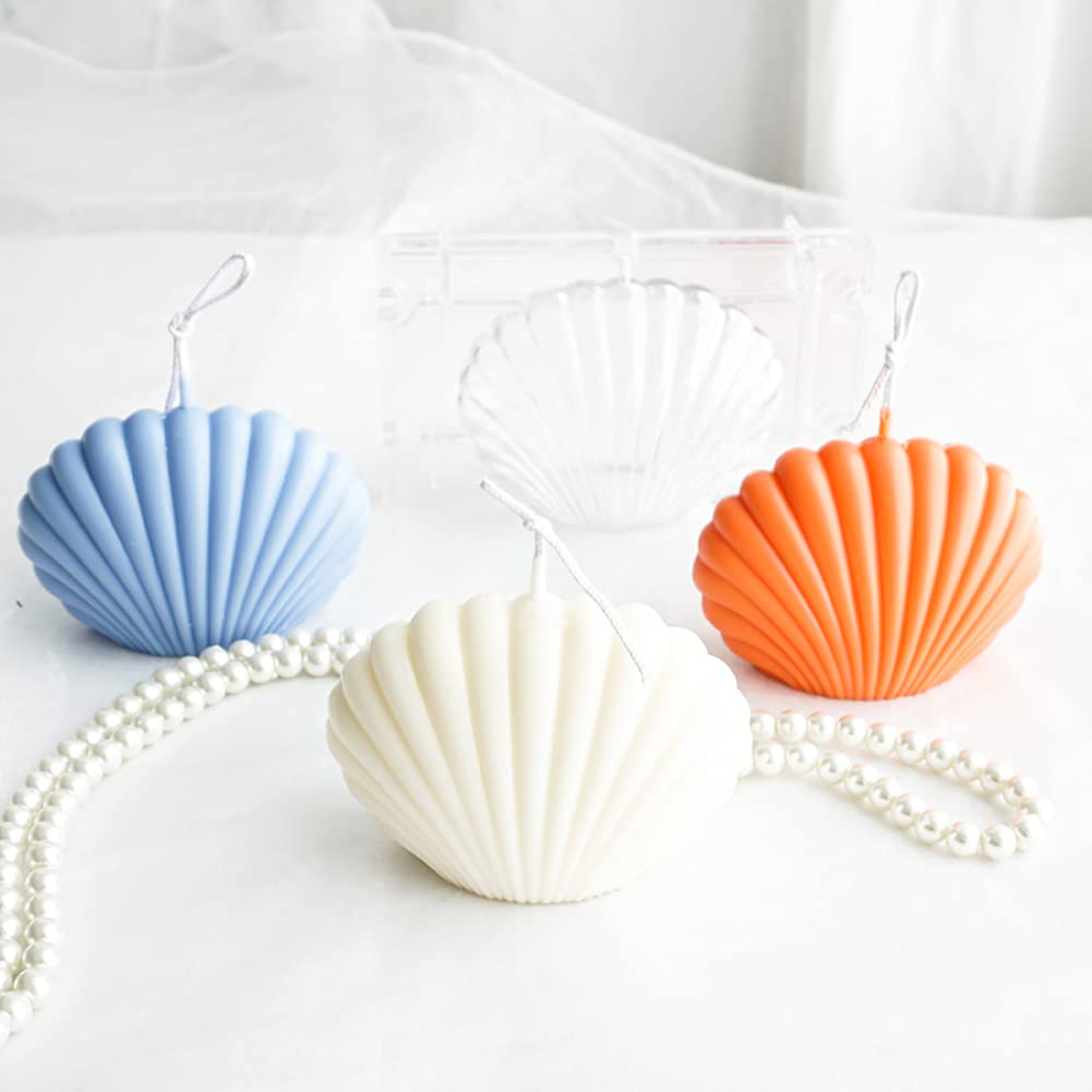 DIY Candle and Soap Molds - 2 Sets Handmade Seashell Scallop Shell Candle Casting Molds for Clay Crafts, Christmas Decorations & Beach Wedding Favors - Perfect for DIY Home Decor, Gift Making and Party Supplies