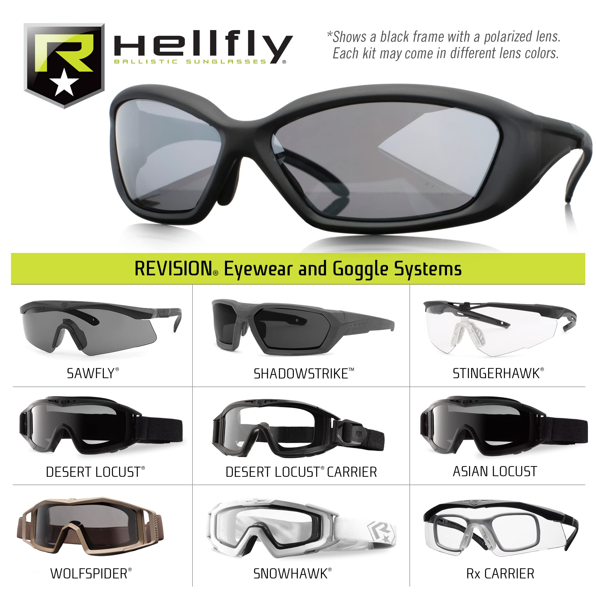 Revision Military Hellfly Ballistic Sunglasses - Tactical Safety Glasses for Shooting, Outdoor & Sports - UV Protection, Impact Resistant, ANSI Z87.1 Certified for Work & Adventure