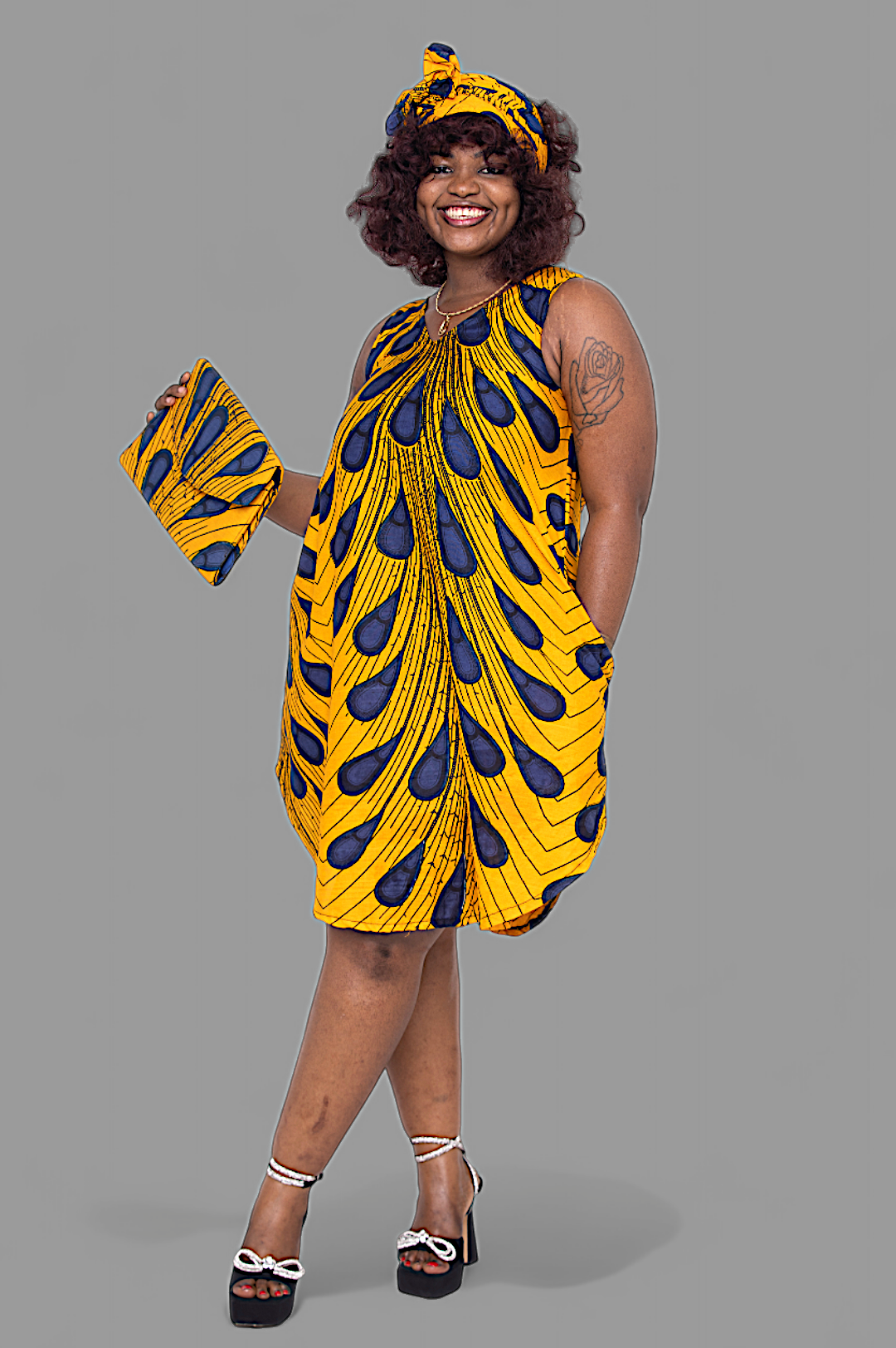 Stylish Blue and Orange Ajere Peacock African Print Dress DP3816D9 - Perfect for Parties, Weddings & Cultural Events | Women's Fashion