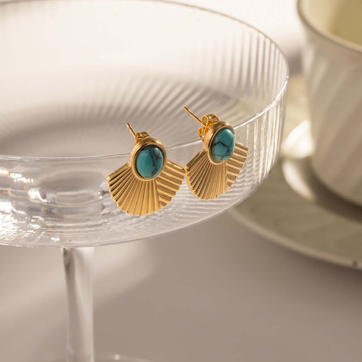 Evil Eye Fan Shaped Huggie Hoop Earrings for Women - Gold & Silver Boho Dangle Earrings | Perfect for Everyday Wear, Parties & Gifts | JDE061