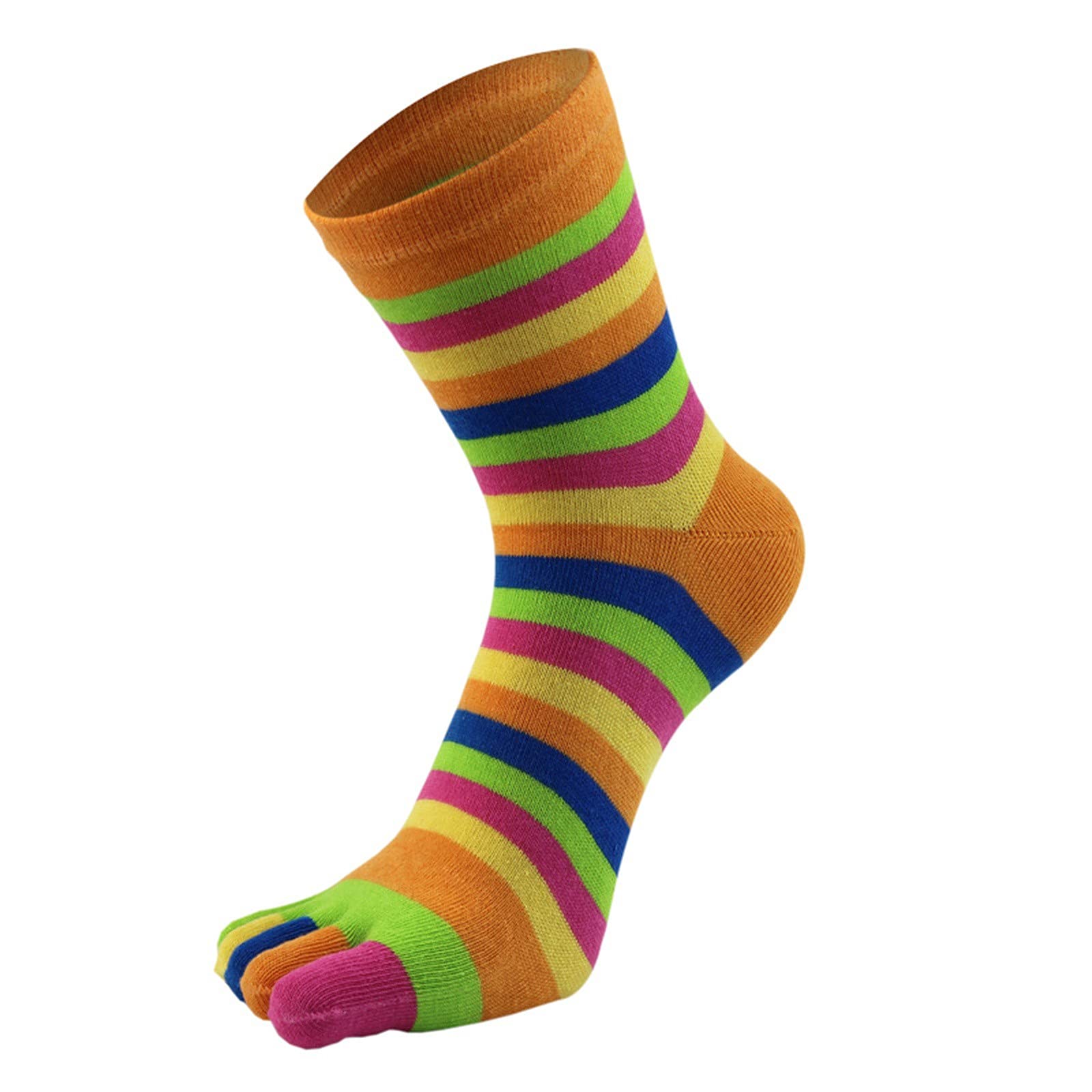 Women's Fashion Rainbow Colorful Breathable Five-Toe Socks for Home, Yoga, Driving & Casual Wear - Comfortable Non-Slip Socks for Daily Use