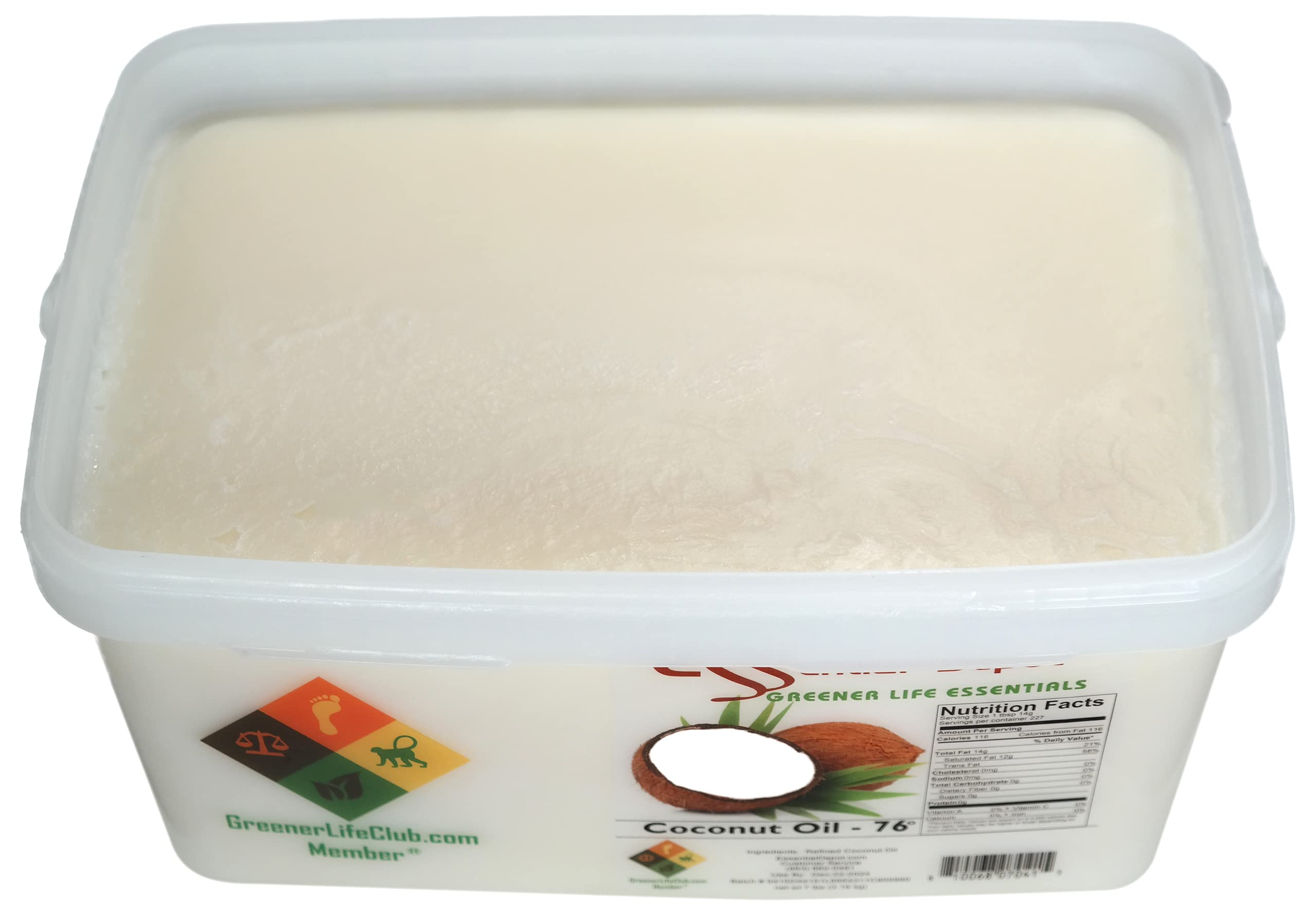 Organic Virgin Coconut Oil 76F - 7 lb Food Grade Coconut Oil in Microwave-Safe PP Container with Resealable Lid & Removable Handle - Perfect for Cooking, Baking, Skincare & Hair Care