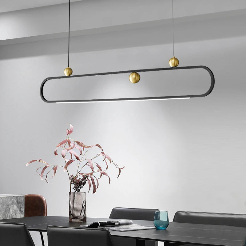 Modern Line Art Pendant Light for Kitchen Island - Adjustable Hanging Chandelier with Minimalist Design - Perfect for Dining Room, Breakfast Nook & Contemporary Home Decor