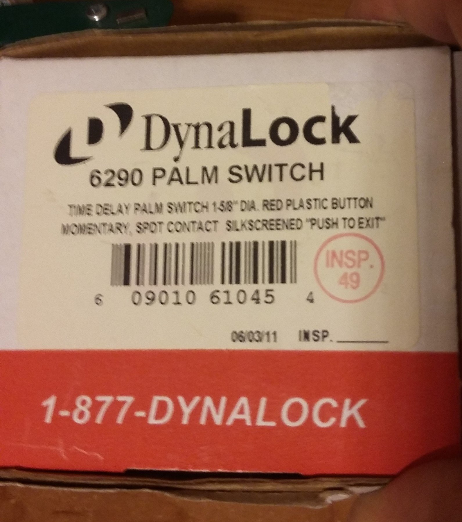 6290 Palm Switch Exit Single - Pneumatic US32D Finish for Industrial Automation & Safety Control Systems