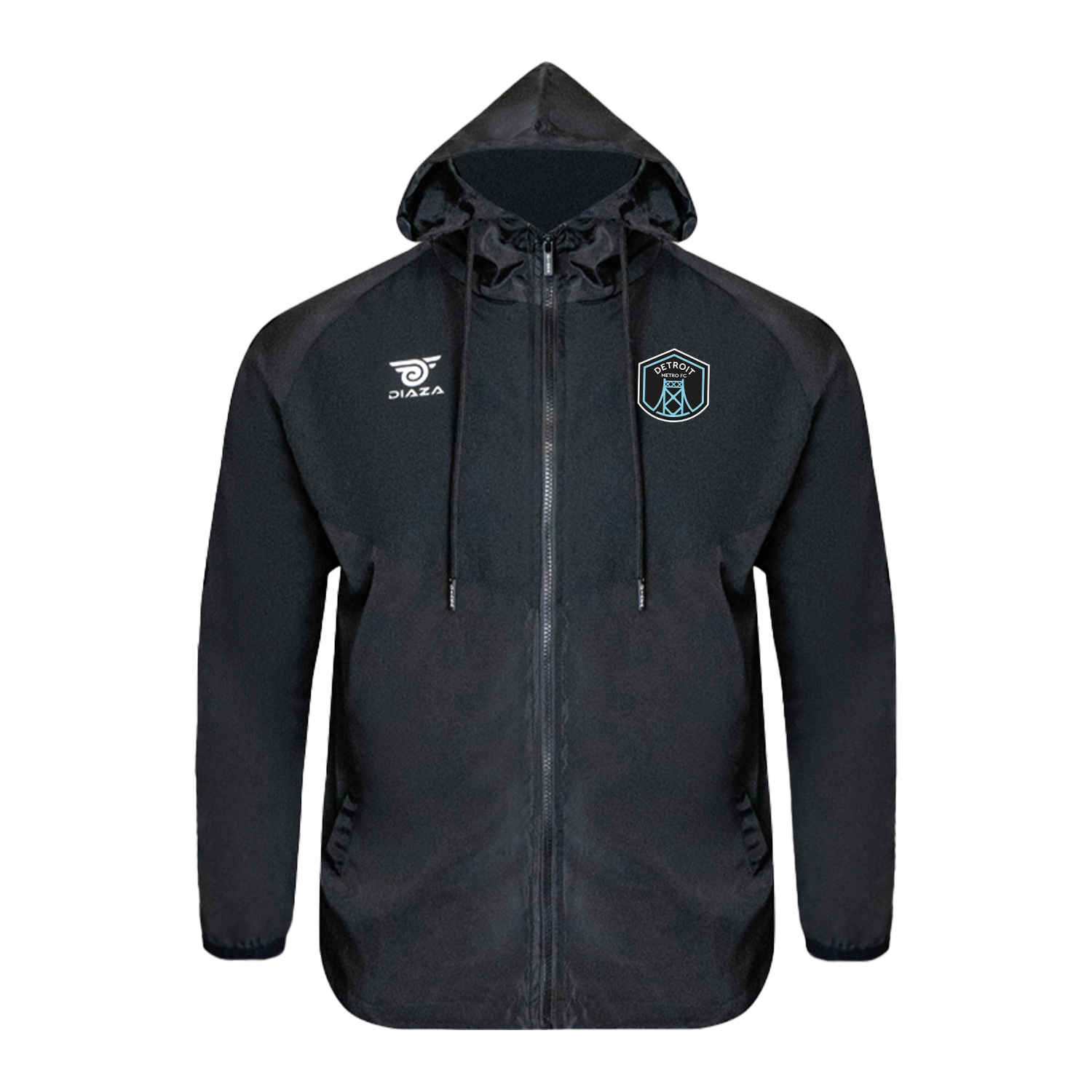 Detroit Metro FC Shadow Windbreaker Jacket - Lightweight Waterproof Running Hoodie for Men & Women - Perfect for Outdoor Sports, Jogging, and Casual Wear