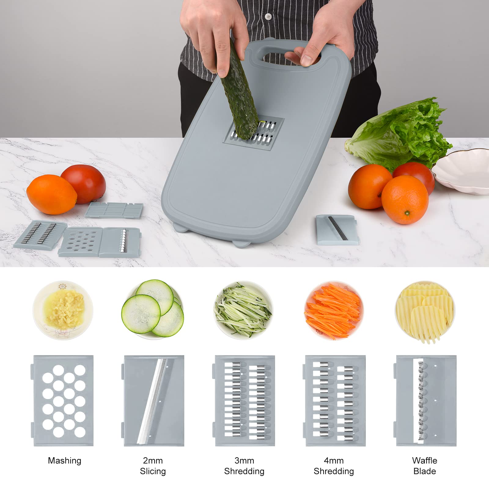 Gintan 9-in-1 Collapsible Camping Cutting Board with Colander - Portable Foldable Chopping Board for Outdoor Cooking, RV Camping & Picnics - Perfect Camping Accessories Gift for Campers (Gray)
