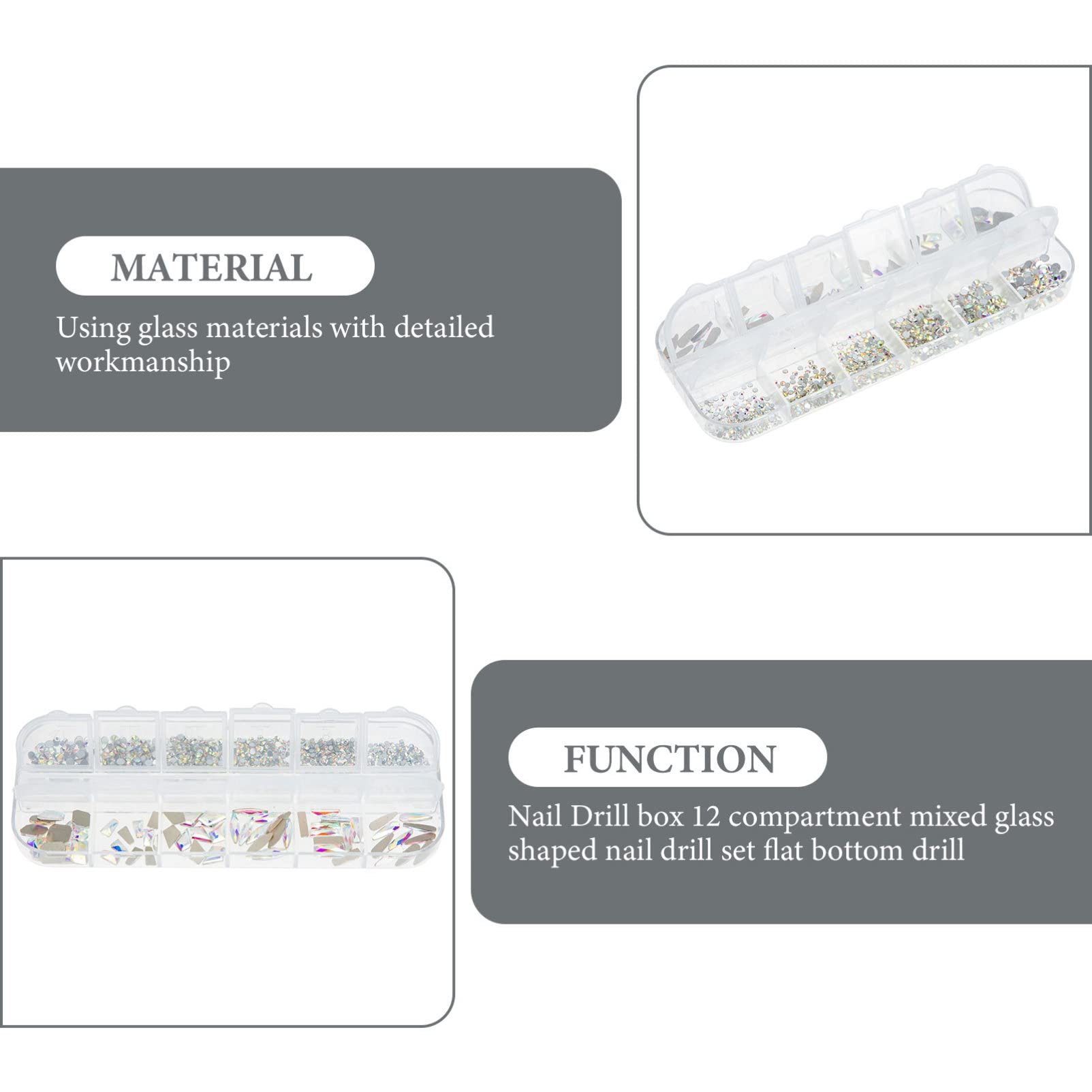 Lurrose 1 Box Nail Drill Gems - Glitter Rhinestones for Nails, Nail Art Studs & Craft Diamonds | Includes Craft Tweezers & Flash Glass | Perfect for DIY Nail Art, Manicures, Pedicures & Crafting Projects