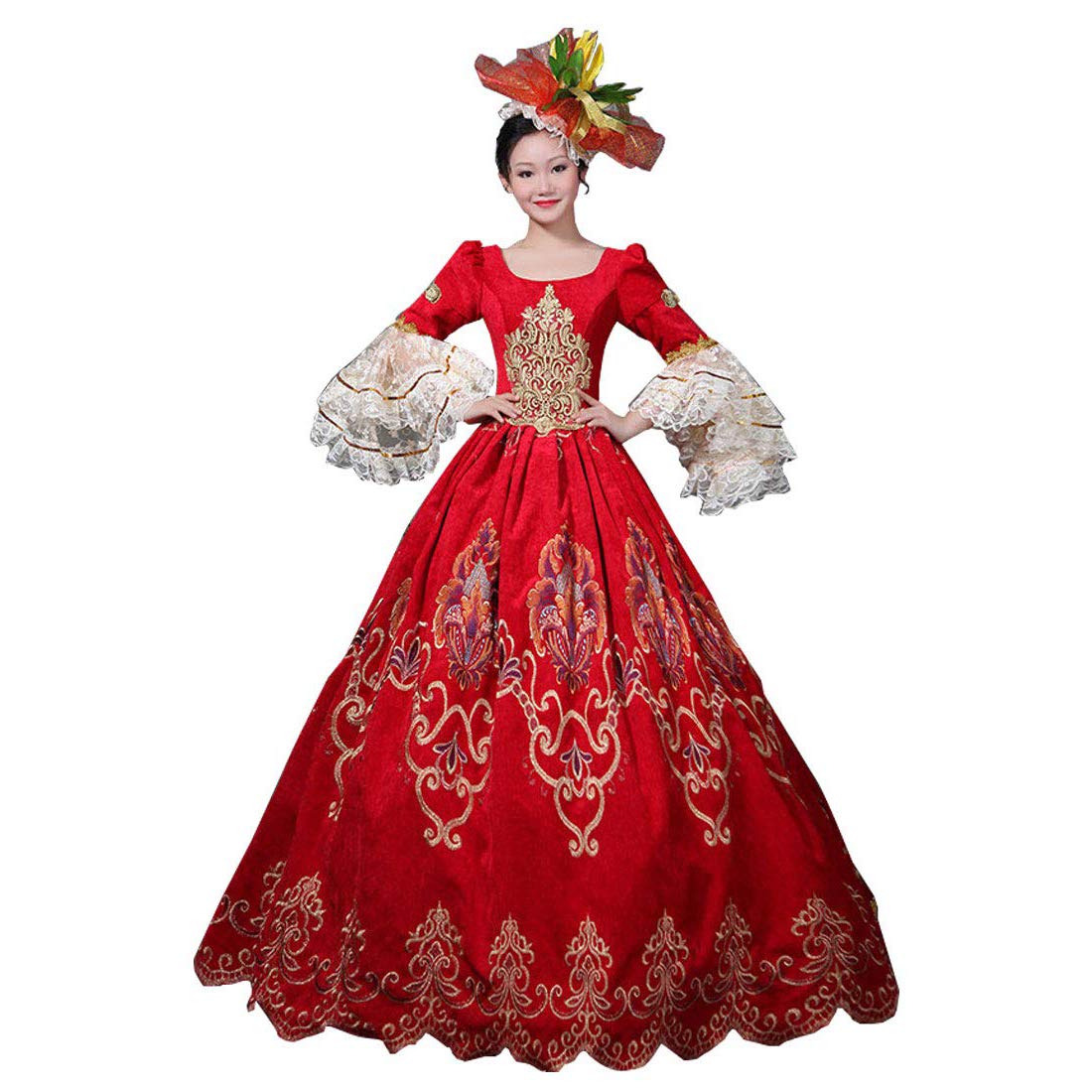 Victorian Renaissance Queen Dress for Women - Elegant Long Rococo Masquerade Ball Gown | Perfect for Costume Parties, Historical Reenactments & Themed Events