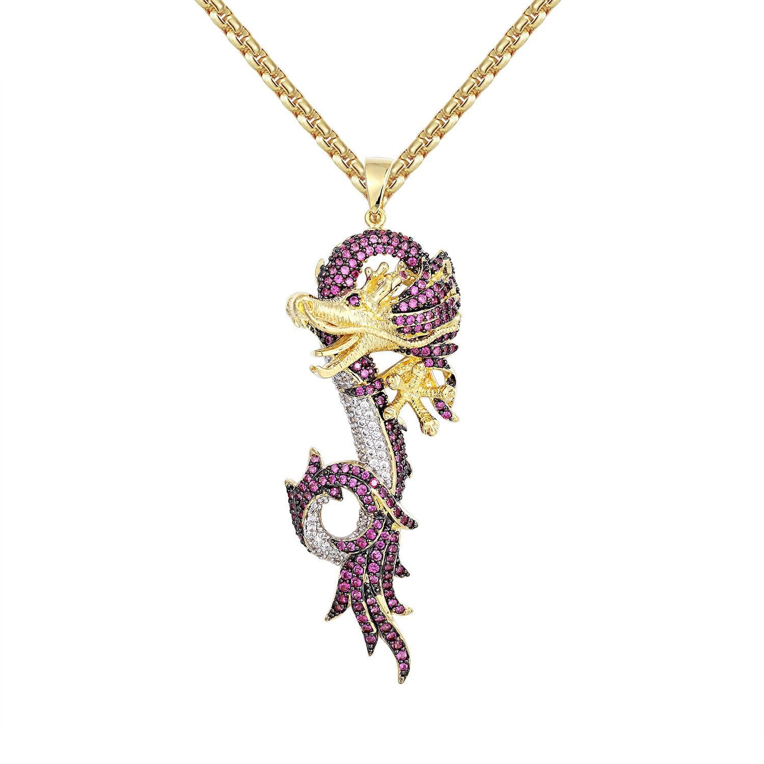 Exquisite Pink Chinese Dragon Pendant Necklace with Free Chain - Perfect for Gifts, Cosplay & Asian-Themed Fashion Accessories