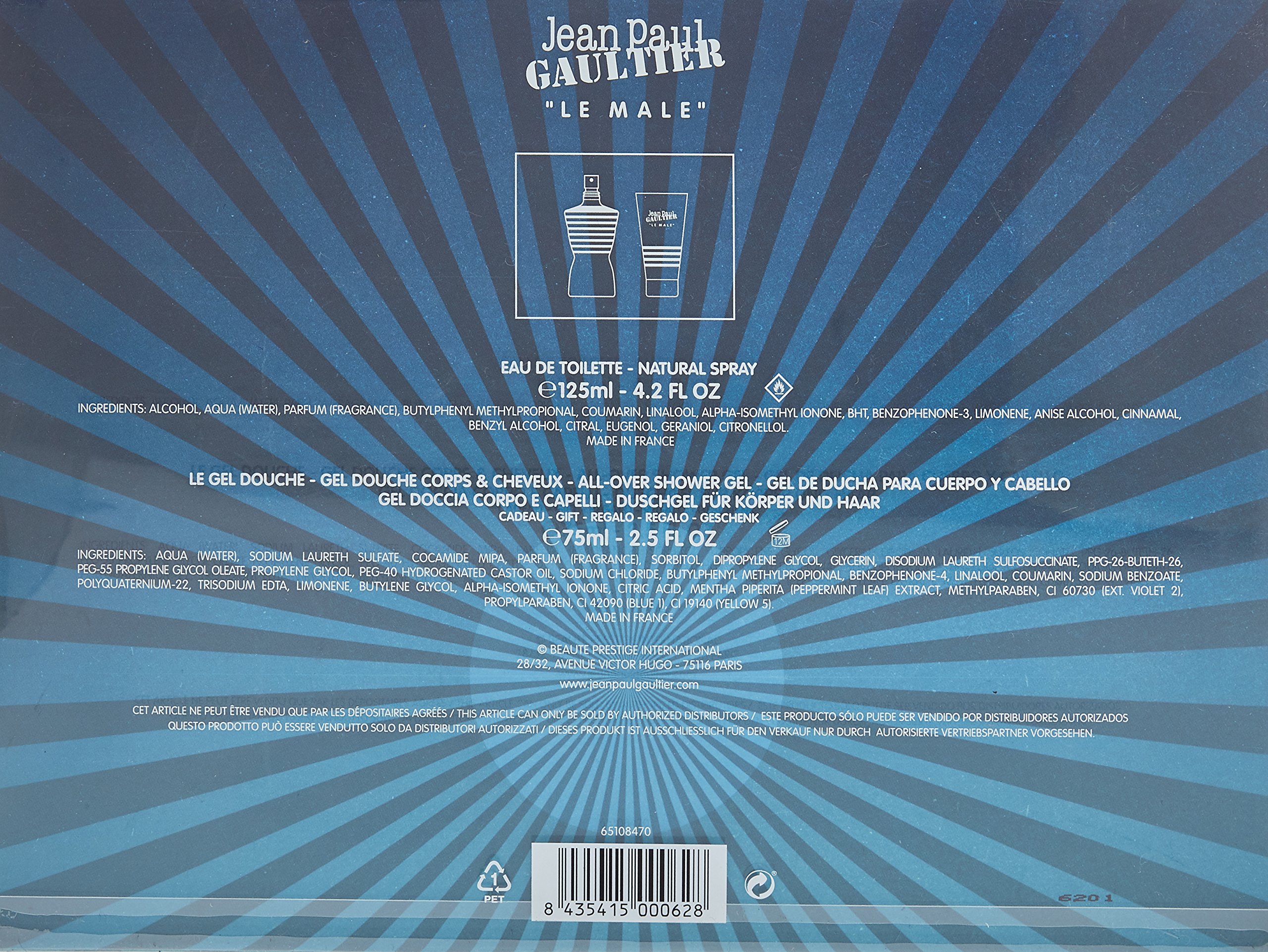 Jean Paul Gaultier Le Male Men's Cologne Gift Set - Eau de Toilette Spray & After Shave Balm - Perfect for Valentine's Day, Anniversary & Birthday Gifts