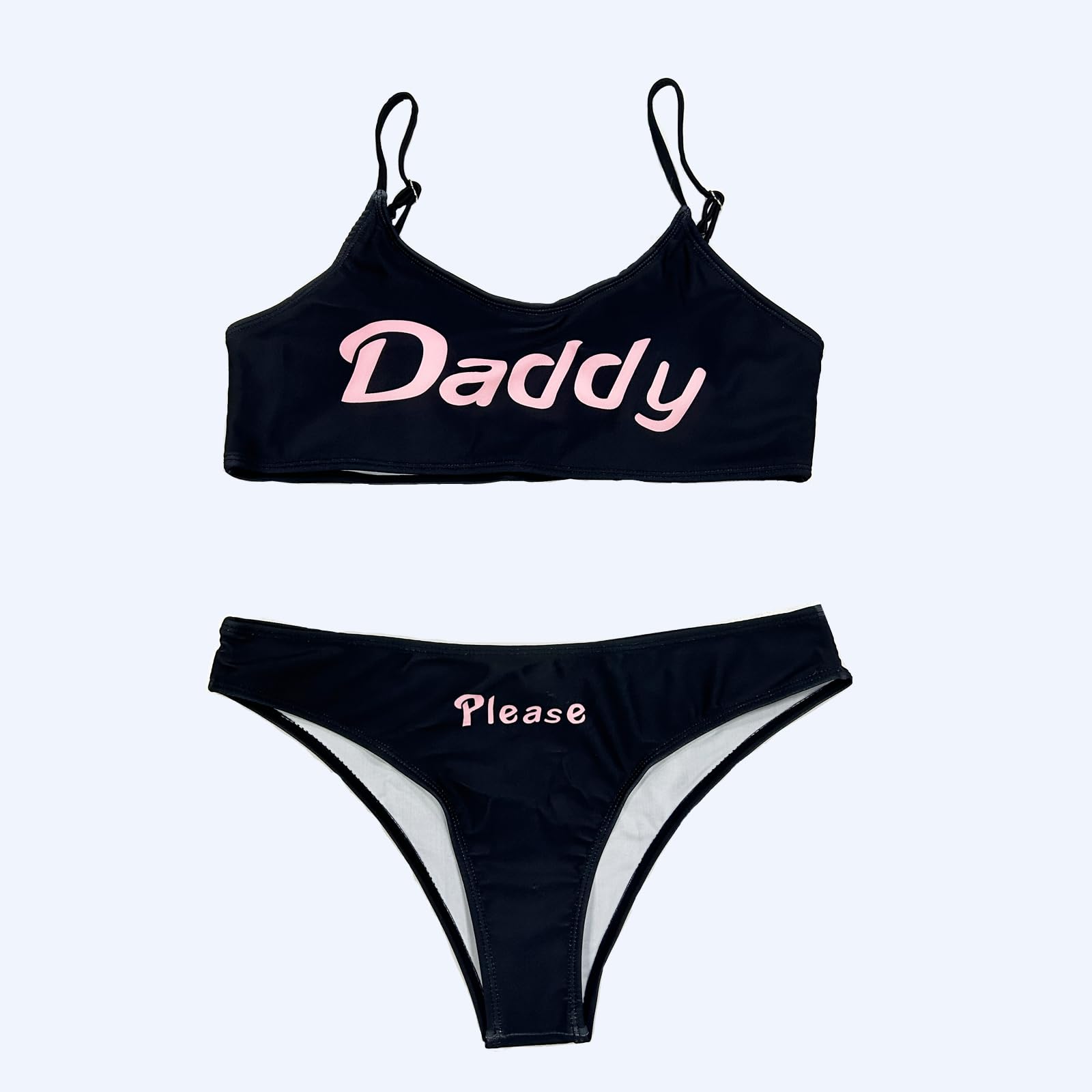Women's 2-Piece Underwear Set - 'Yes Daddy' Printed Camisole Bra & Bikini Briefs | Sexy Sleepwear & Loungewear for Date Night, Vacation & Intimate Moments