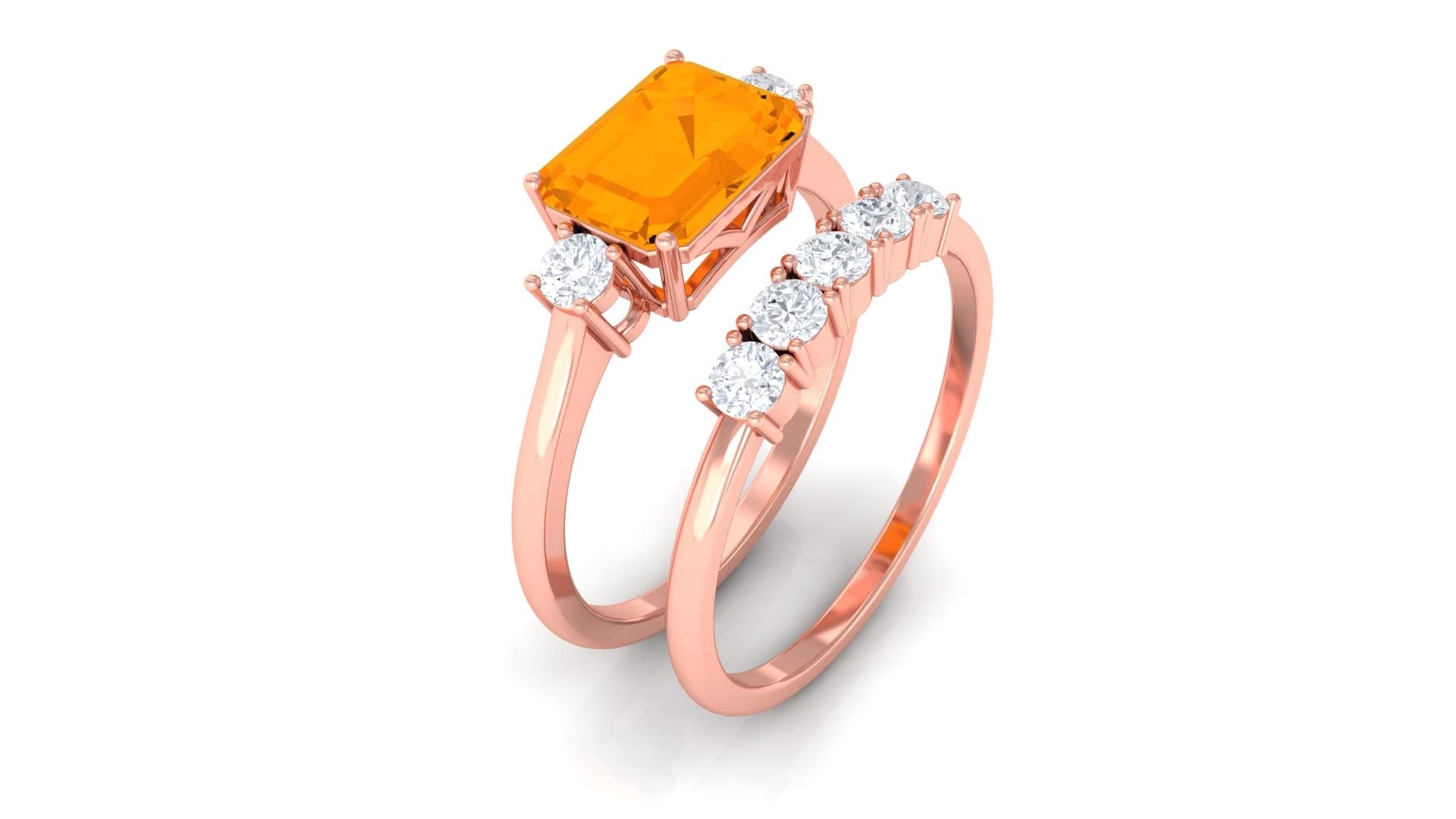 2.25 CT Fire Opal and Moissanite Wedding Ring Set in 14K Solid Gold – Elegant Bridal Jewelry for Engagement, Anniversary & Special Occasions