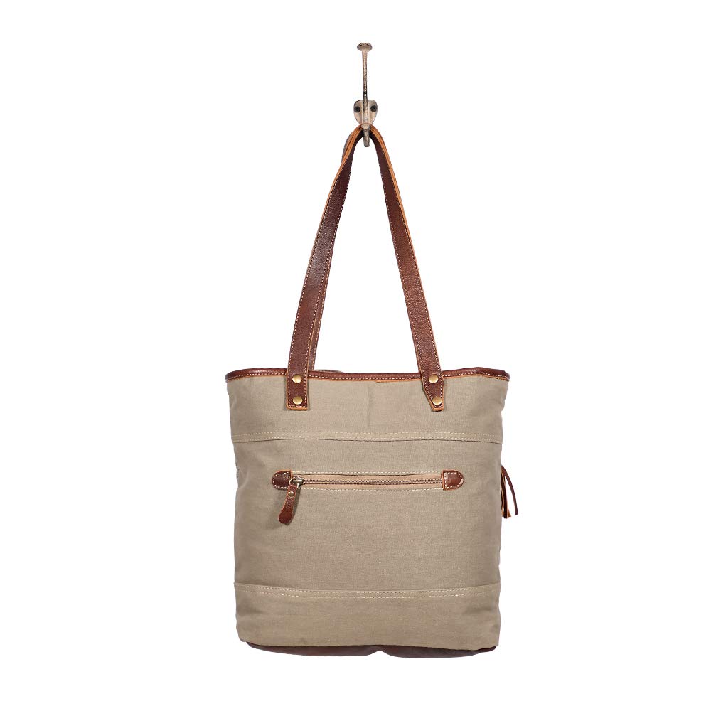 Myra Bags Writer Canvas & Leather Rug Tote Bag S-1958 - Stylish Durable Carryall for Work, Travel & Everyday Use