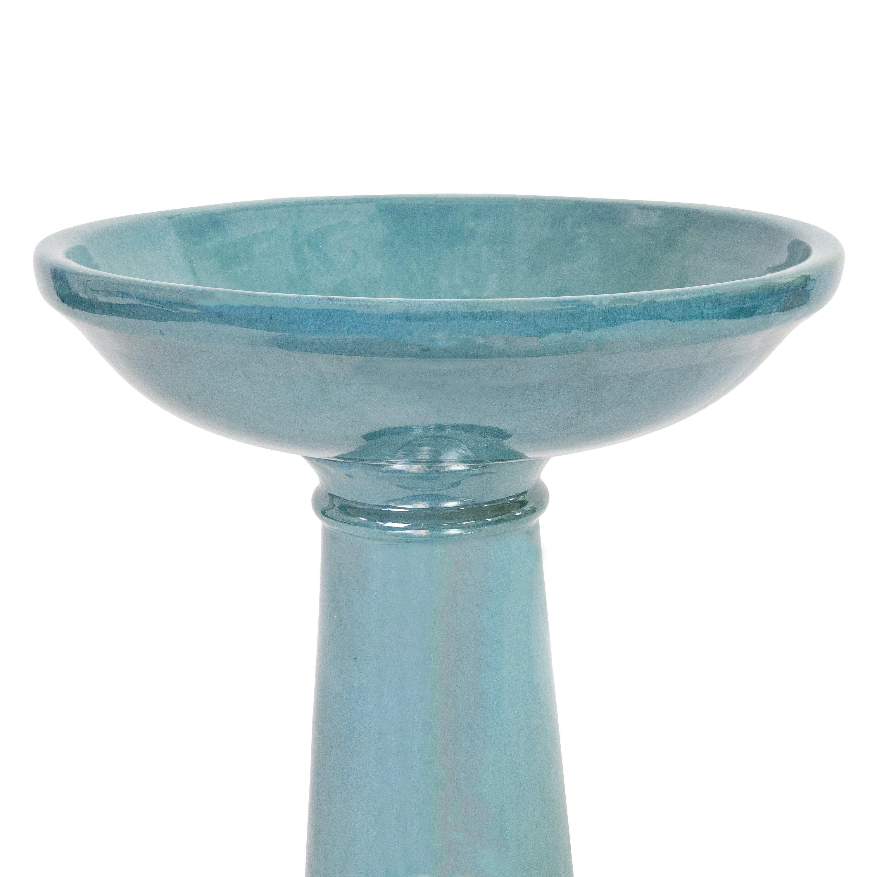 Sunnydaze Calais Glazed Ceramic Bird Bath - Jade Green Outdoor Garden Decor, 25 Inch Height - Perfect for Attracting Birds to Your Backyard or Patio