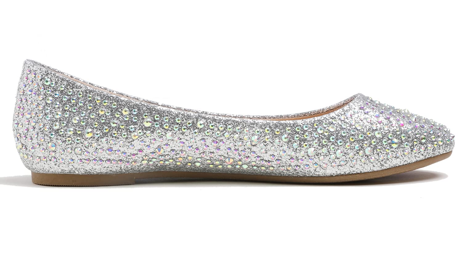 Sparkly Rhinestone Ballet Flats for Women - Elegant Wedding Bridal Party Shoes with Bling for Dances, Prom & Special Occasions