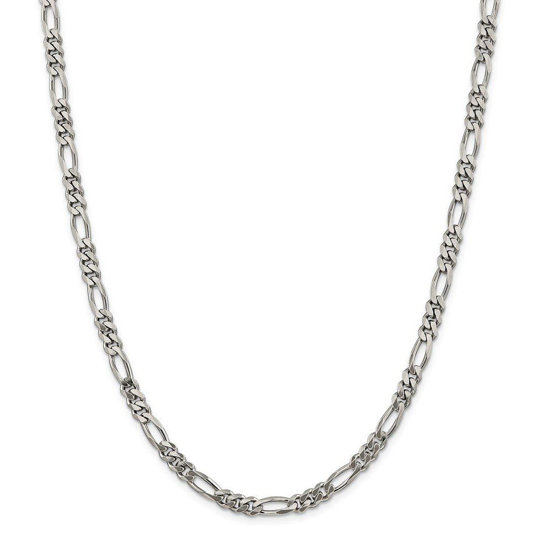925 Sterling Silver 5.25mm Figaro Chain Necklace - 22 Inch Durable Pendant Charm Jewelry for Women | Elegant Gift for Her | Perfect for Everyday Wear, Date Nights & Special Occasions