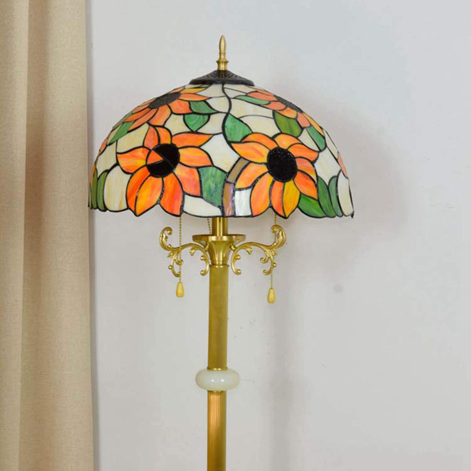 Tiffany Style Sunflower Floor Lamp - Handcrafted Stained Glass Floor Light for Bedroom & Living Room Decor - 16 Inch Reading Lamp - Perfect for Cozy Reading Nooks & Farmhouse Style Home Decor