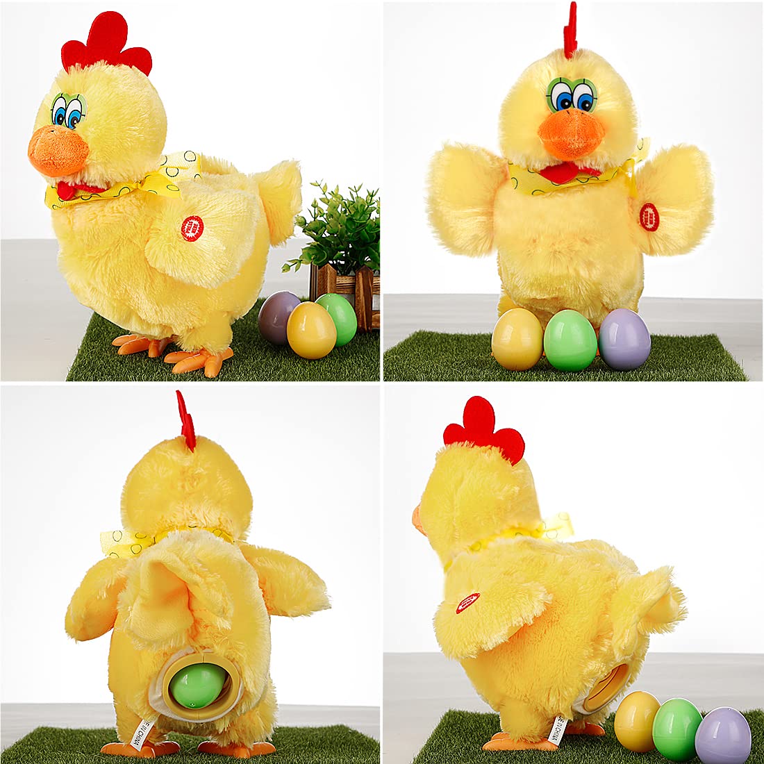 Easter Chicken Laying Egg Electric Plush Toy with Sound & Music - Fun Interactive Animal Toy for Kids Easter Gifts, Party Favors & Holiday Decorations