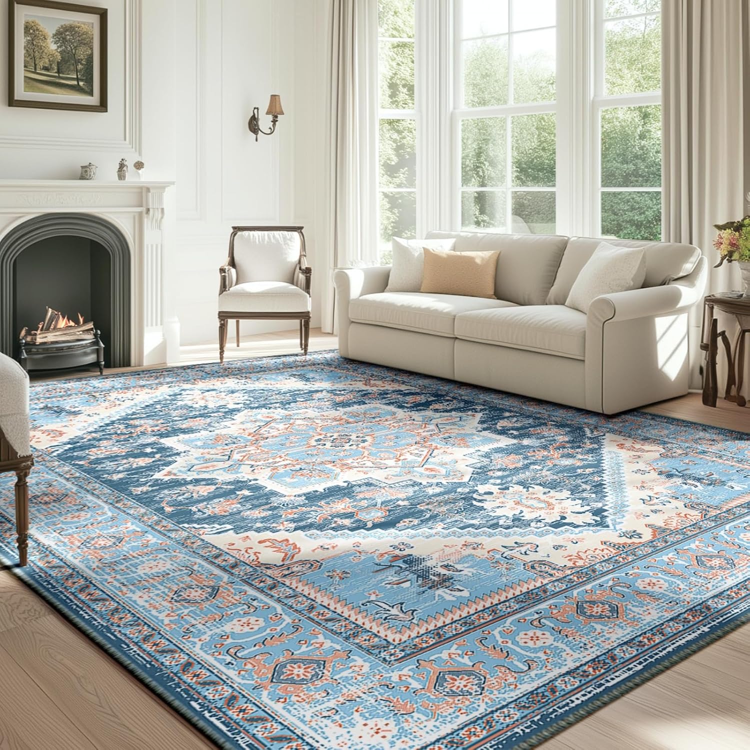 Vintage Washable Printed Carpet Runner - Custom Sienna Design for Living Room, Bedroom & Entryway | Non-Slip & Durable Floor Rug