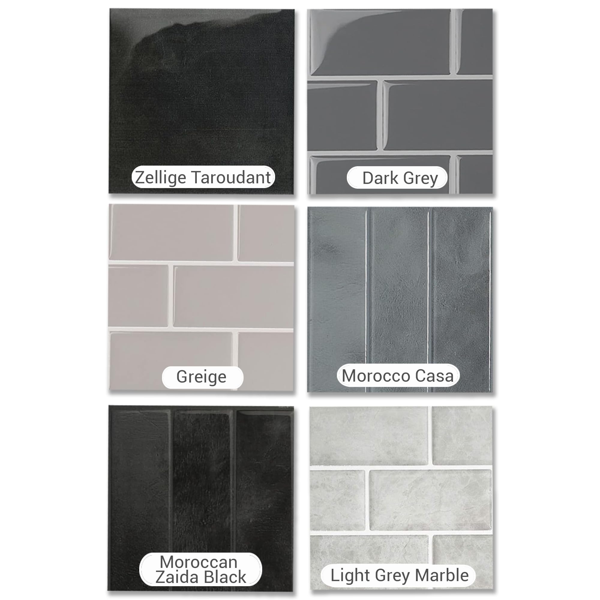 Smart Tiles Sample Kit - Subway Dark Gray Peel & Stick Backsplash Tiles for Kitchen, Bathroom & Laundry Room Remodeling