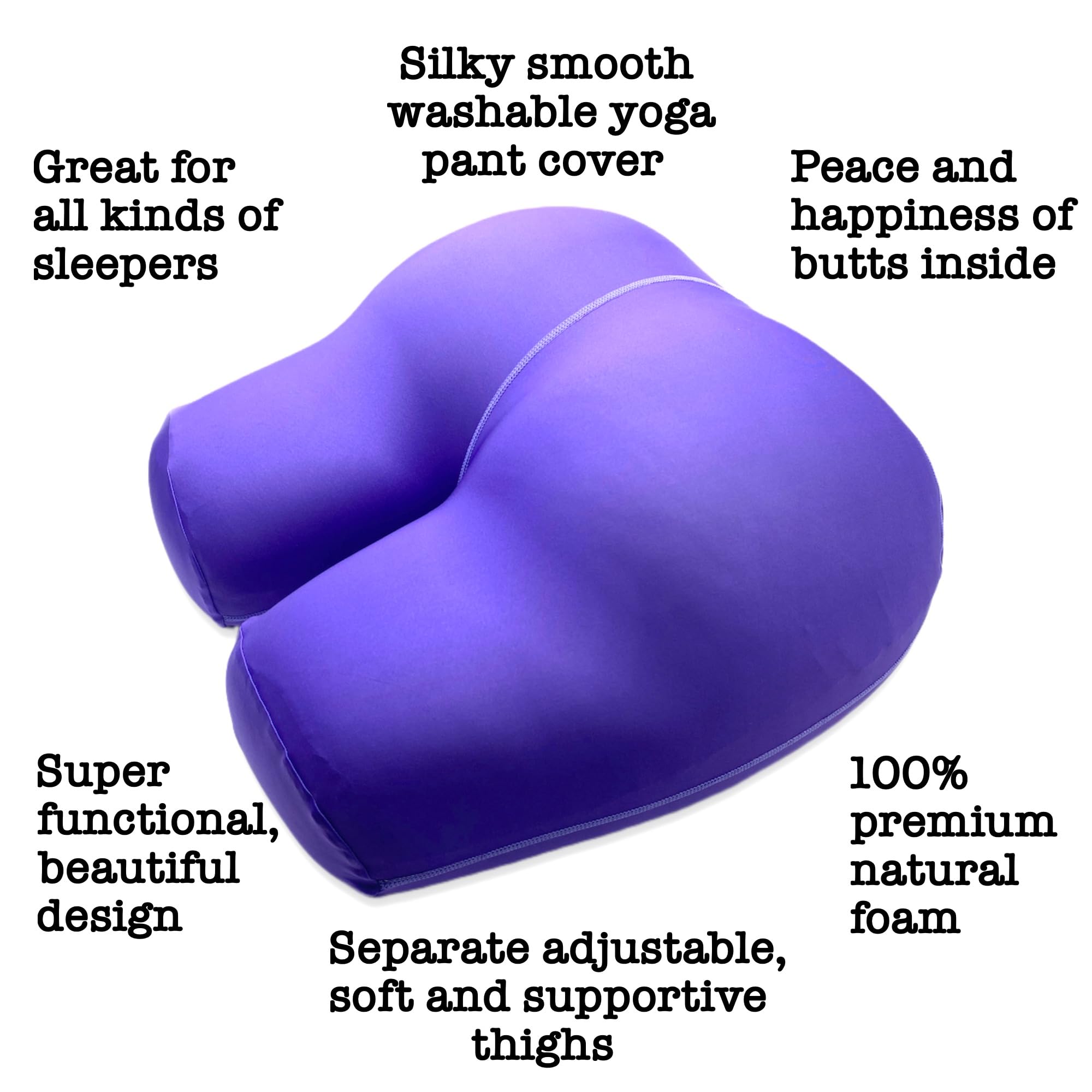**Ergonomic Butt-Shaped Pillow for Back Pain Relief - Soft & Supportive Natural Fiber Cushion with Yoga Pant Cover - Perfect for Side Sleepers, Office Chairs & Meditation - Stress & Anxiety Relief**