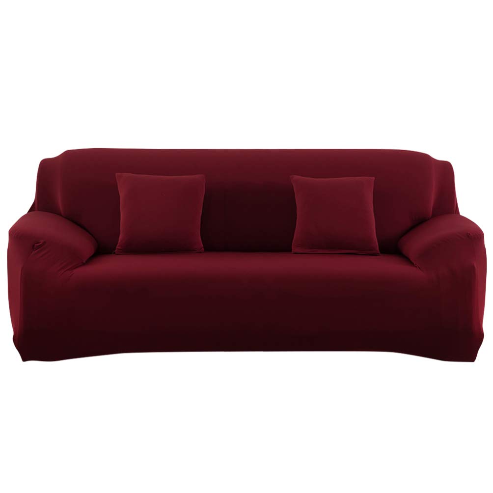 Stretch Sofa Slipcover - Anti-Slip Soft Couch Cover, Washable Furniture Protector for Armchair & Loveseat (195x230cm, Claret Red) - Perfect for Living Room, Bedroom & Home Decor Protection