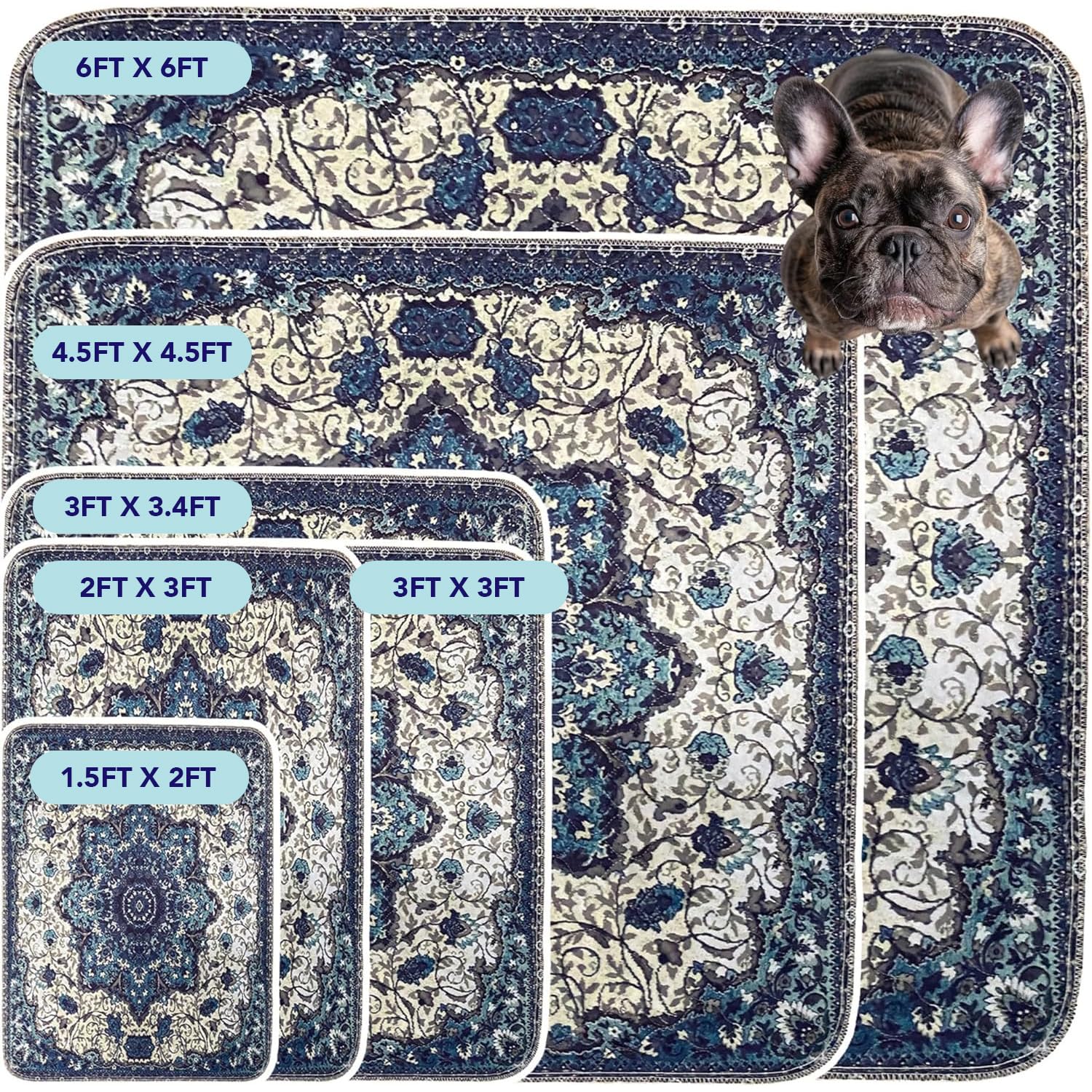 Washable Dog Pee Pads - Super Absorbent Reusable Puppy Training Pads | 100% Waterproof, Leak-Proof & Non-Slip Whelping Pads | Ideal for Housebreaking, Crate Training & Indoor Pet Protection