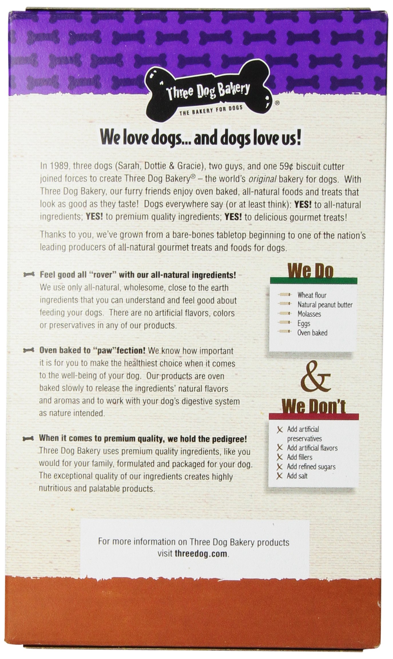 Three Dog Bakery Itty Bitty Bones - Peanut Butter Baked Dog Treats, 13oz | Small Crunchy Training Rewards & Healthy Snacks for Puppies & Adult Dogs | Perfect for Travel, Training & Daily Treats