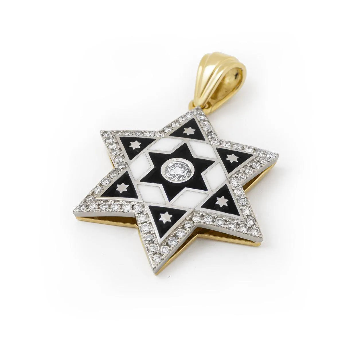 14К Yellow Gold with Blue Enamel