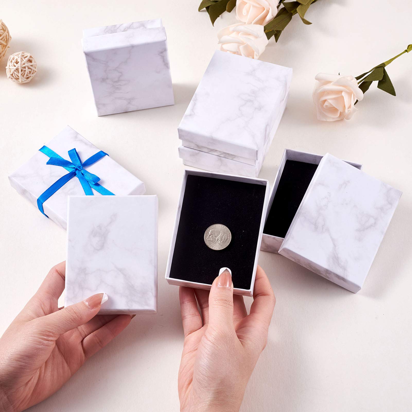 24-Piece White Rectangle Jewelry Gift Box Set - 3.58