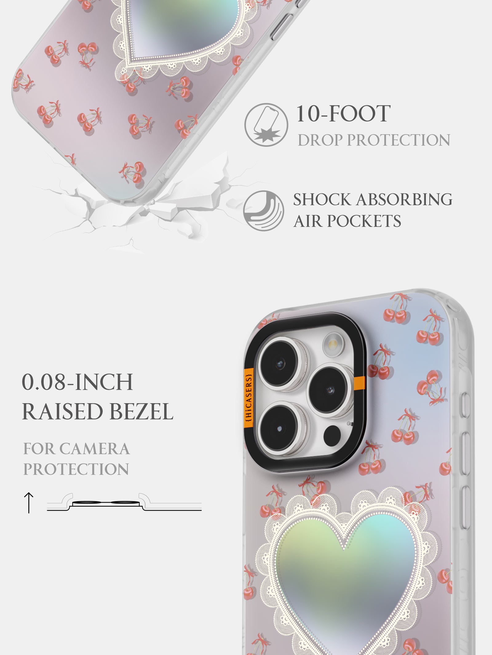 Iridescent Heart Mirror Phone Case - Pink Aesthetic Accessory for Selfies, Gifts & Fashion