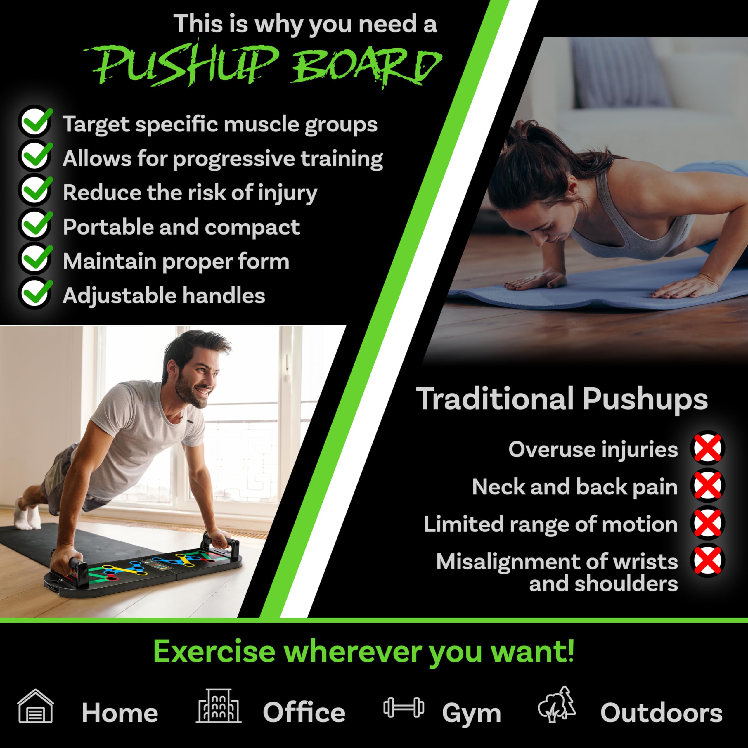 Foldable Push Up Board - Full Body Workout Equipment for Home Gym & CrossFit | Perfect Fitness Gift for Men & Women