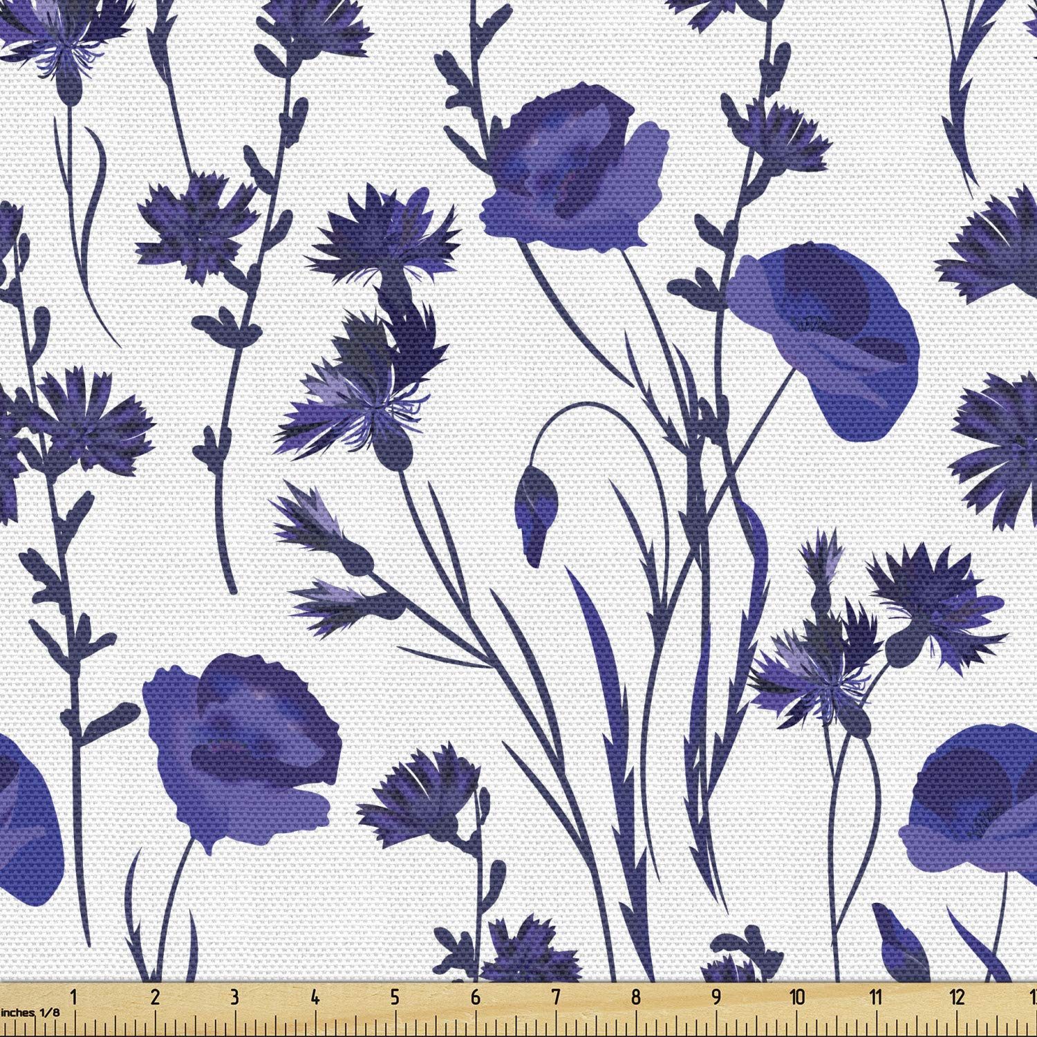 Ambesonne Botanical Floral Fabric by The Yard - Blue Wildflowers Watercolor Print, Spring Fashion Art Decorative Fabric for Upholstery, Curtains & Home Decor (10 Yards, Multicolor) - Perfect for DIY Projects, Sofa Covers, Table Runners & Wall Hangings
