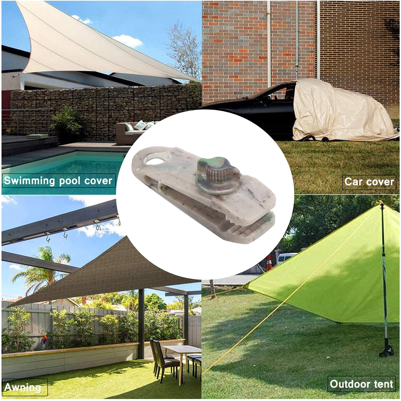 Heavy Duty Locking Clamps - 6Pcs Premium Tarp Clips for Awning, Canopy, Tent, Pool & Car Covers - Durable Outdoor Fasteners for Camping, RV, Boat & Home Storage - Secure Grip Holders for Windproof Protection
