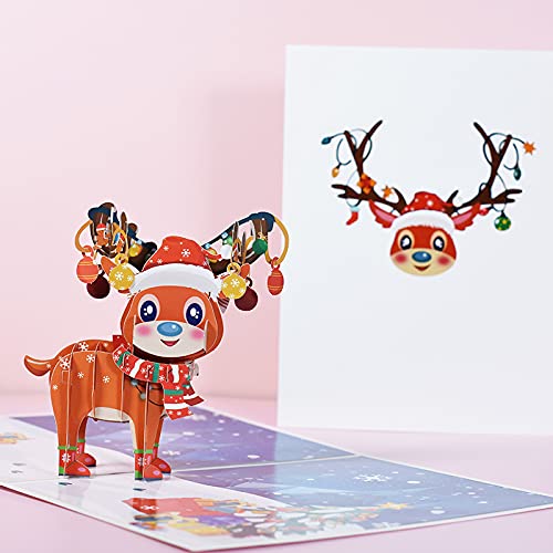 3D Pop Up Christmas Deer Greeting Card - Handcrafted Holiday Card for Mom, Wife, Mother's Day & Anniversary - Perfect for Festive Celebrations, Gift Giving & Home Decor