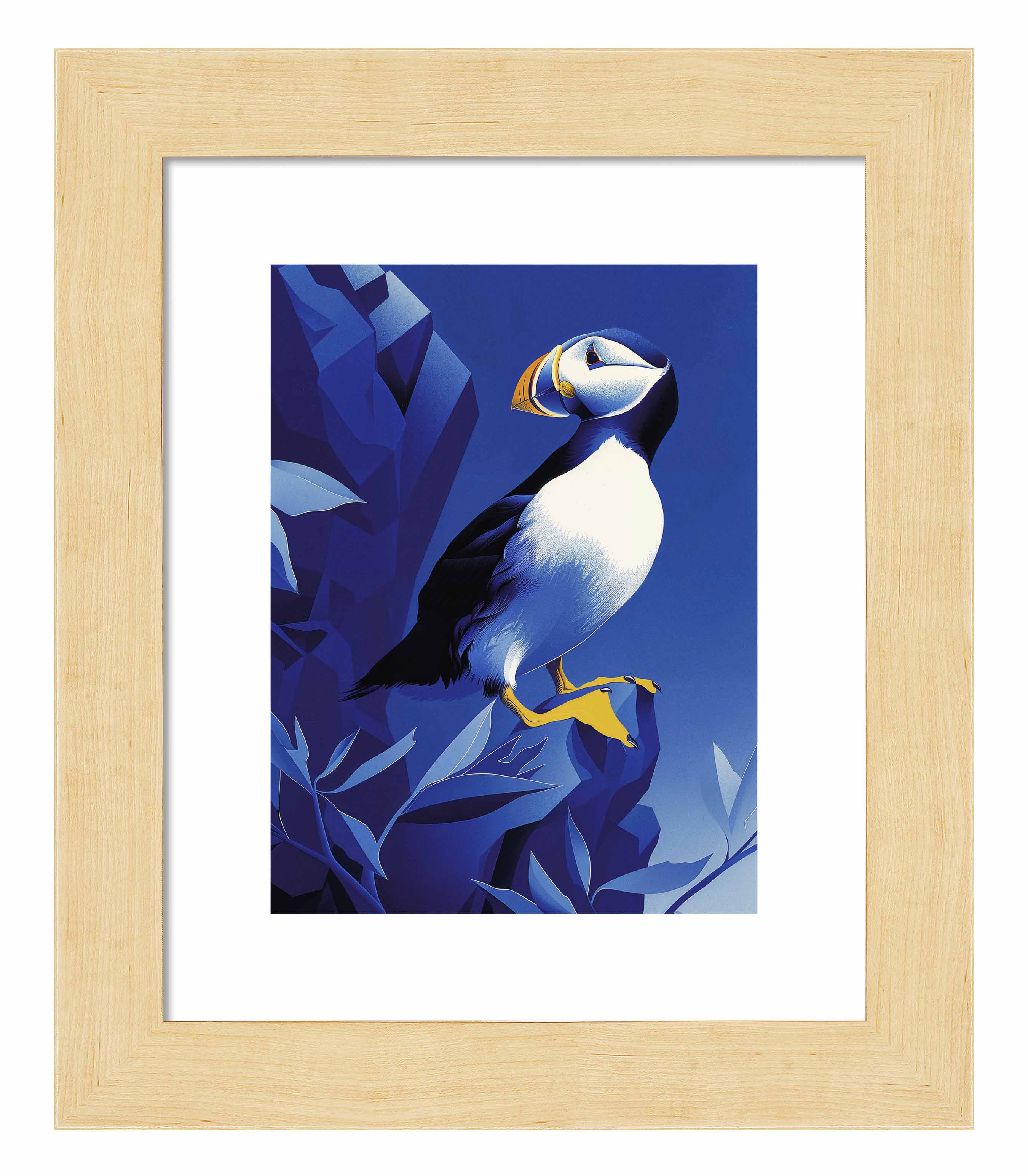 Arctic Sentinel Puffin on Rocky Cliff - Premium Wildlife Art Print for Home & Office Decor | Nature-Inspired Wall Art for Living Room, Bedroom, or Office