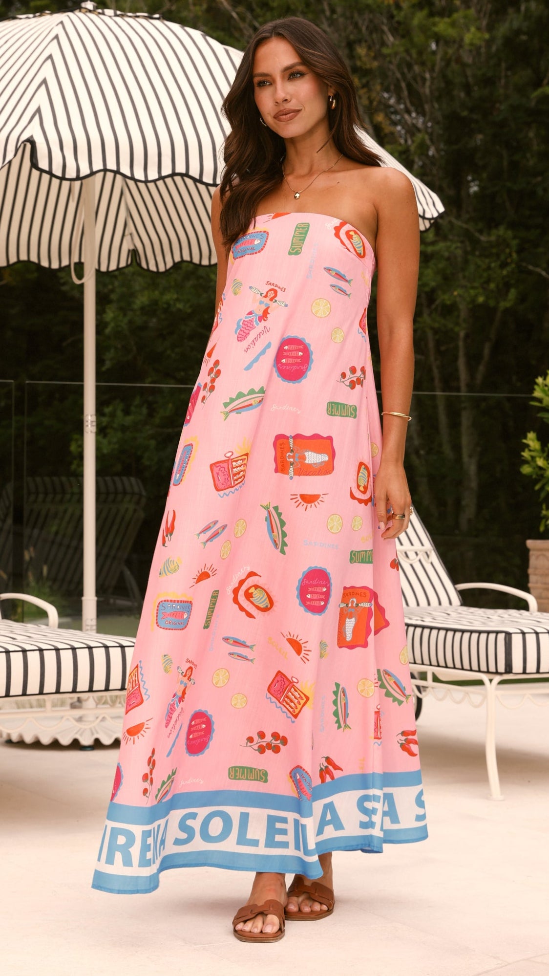 La Sirena Strapless Maxi Dress - Pink Soleil | Flowy Beach Cover Up, Summer Wedding Guest Dress, Boho Chic Vacation Outfit