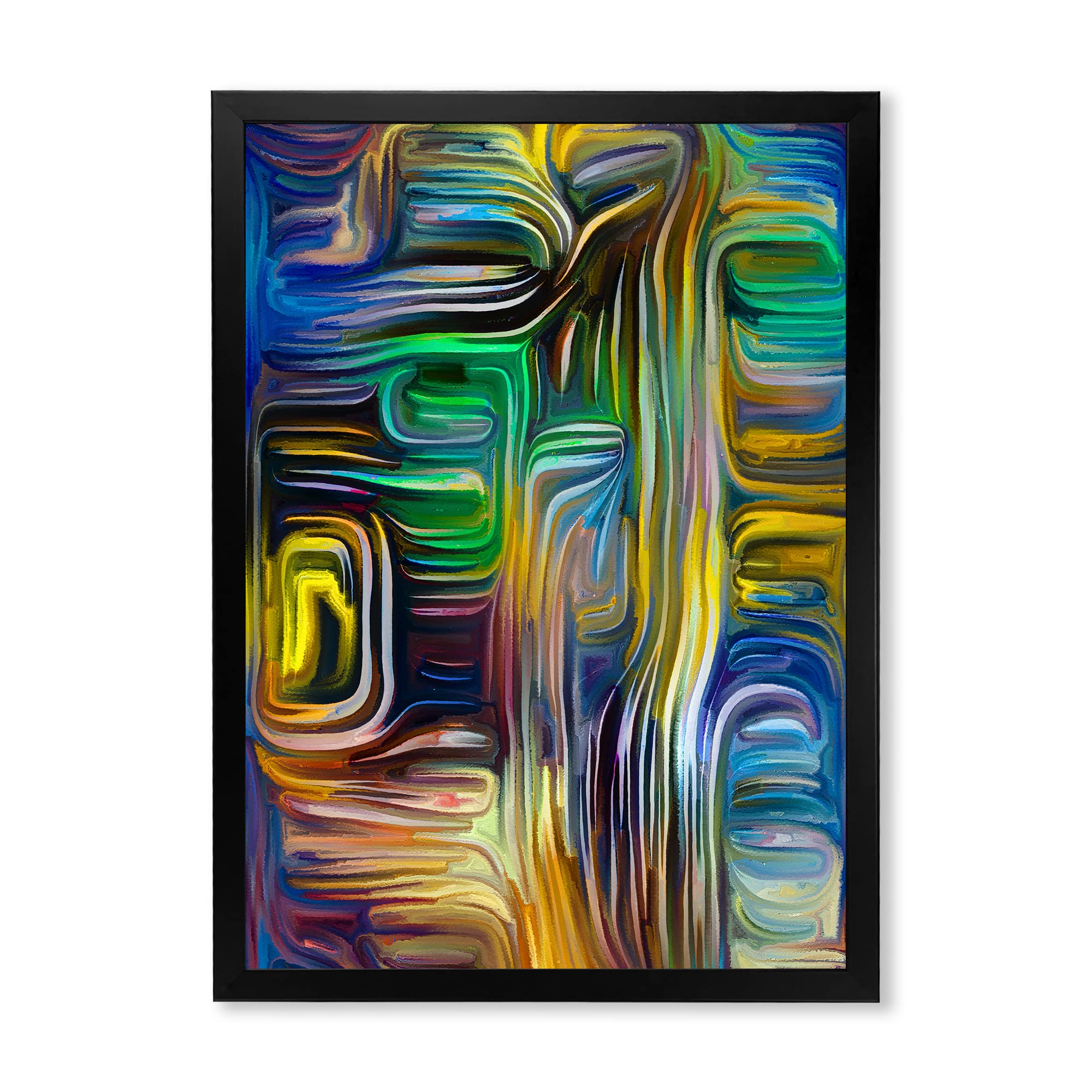 DesignQ Colour Fusion VI Modern Framed Wall Art - Abstract Canvas Painting for Living Room, Bedroom & Office Decor | Ready to Hang Home Wall Decorations