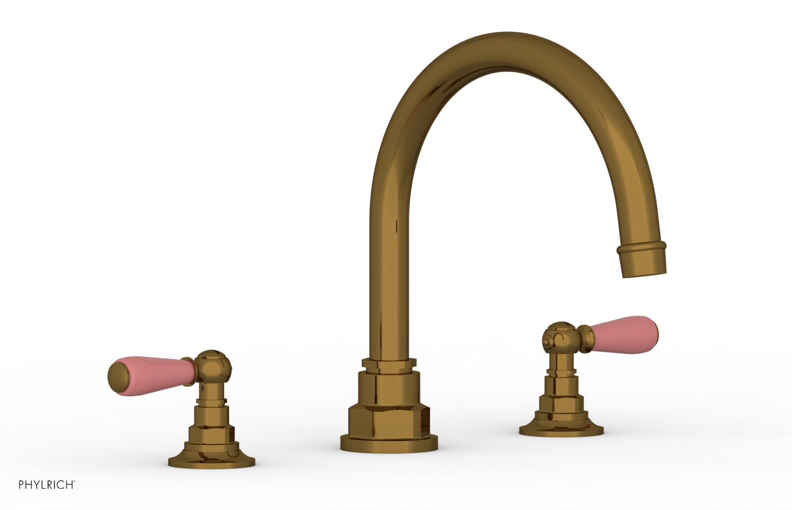 Jamestown Deck Tub Set with Lever Handles & Pink Accents - 165