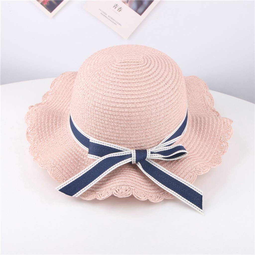 Kids Sun Hats for Girls 2-8 Years - Wide Brim Straw Bucket Hat with Bow & UPF 50+ UV Protection - Perfect for Summer Travel, Beach, Outdoor Play & Sun Safety