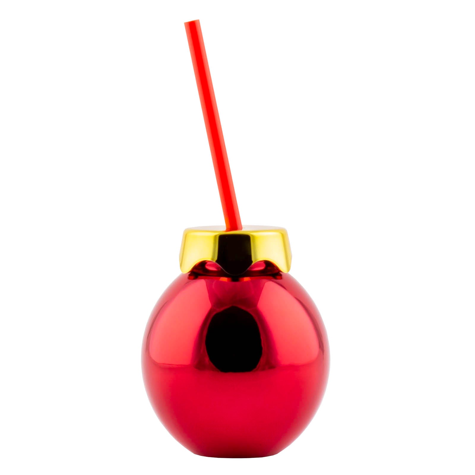 BarConic® 14oz Christmas Ball Cup - Insulated Stainless Steel Tumbler with Lid & Straw, Holiday Party Drinkware for Hot & Cold Beverages - Perfect for Christmas Gifts, Office Parties & Home Decor