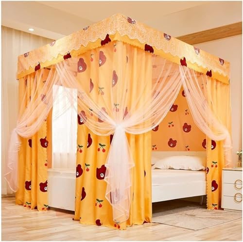 Luxury Princess Bed Canopy for Girls - Double Layer Mosquito Net with Bracket, Shading & Dustproof (180x220x200cm, Color A6) - Perfect for Kids' Bedrooms, Fairy Tale Decor & Sleep Protection