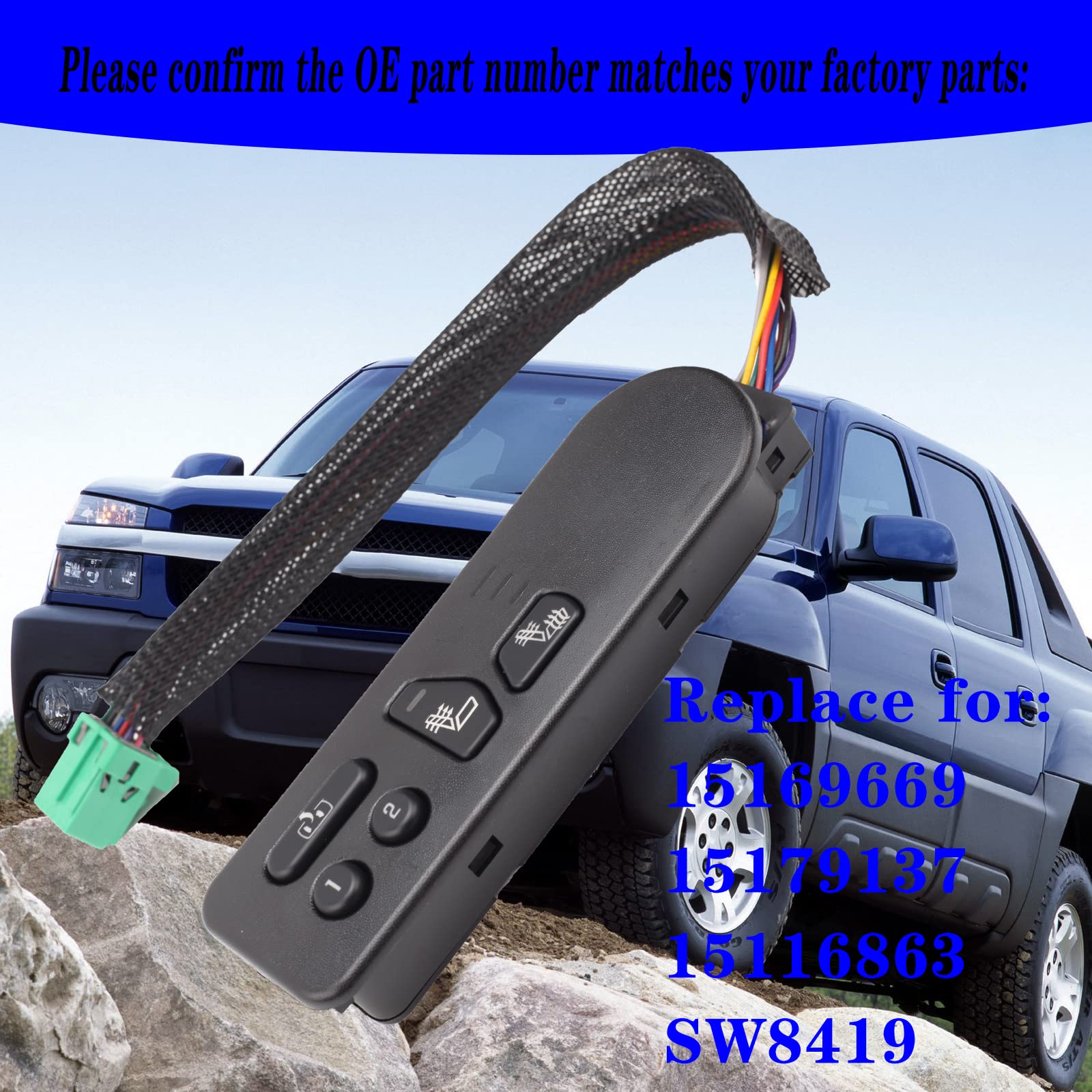 2003-2007 Chevy Silverado Seat Heater Switch Replacement - Compatible with Part Numbers 15169669, 15179137, 15116863, SW8419 | Perfect for Winter Driving & Cold Weather Comfort